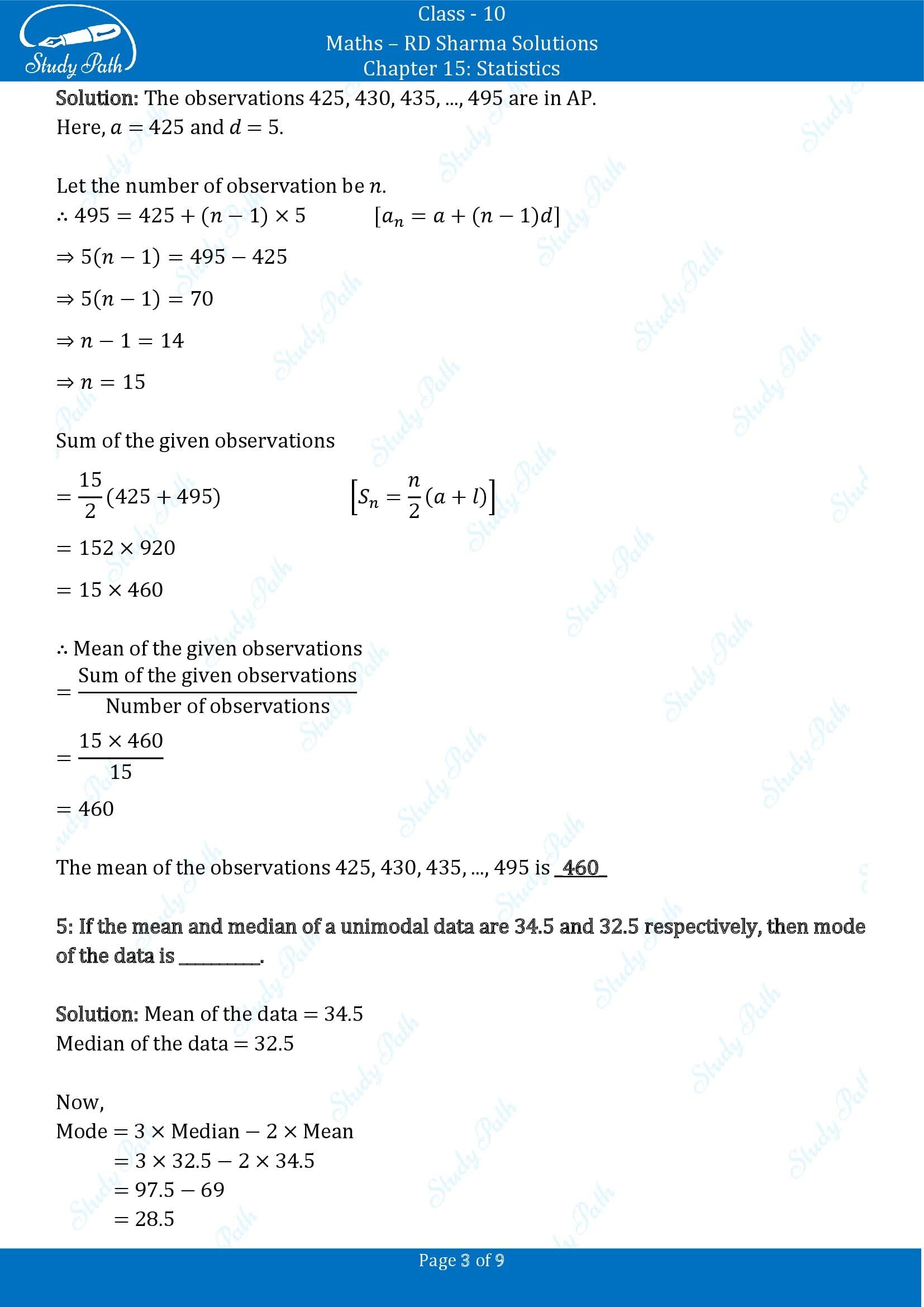RD Sharma Solutions Class 10 Chapter 15 Statistics Fill in the Blank Type Questions FBQs 00003
