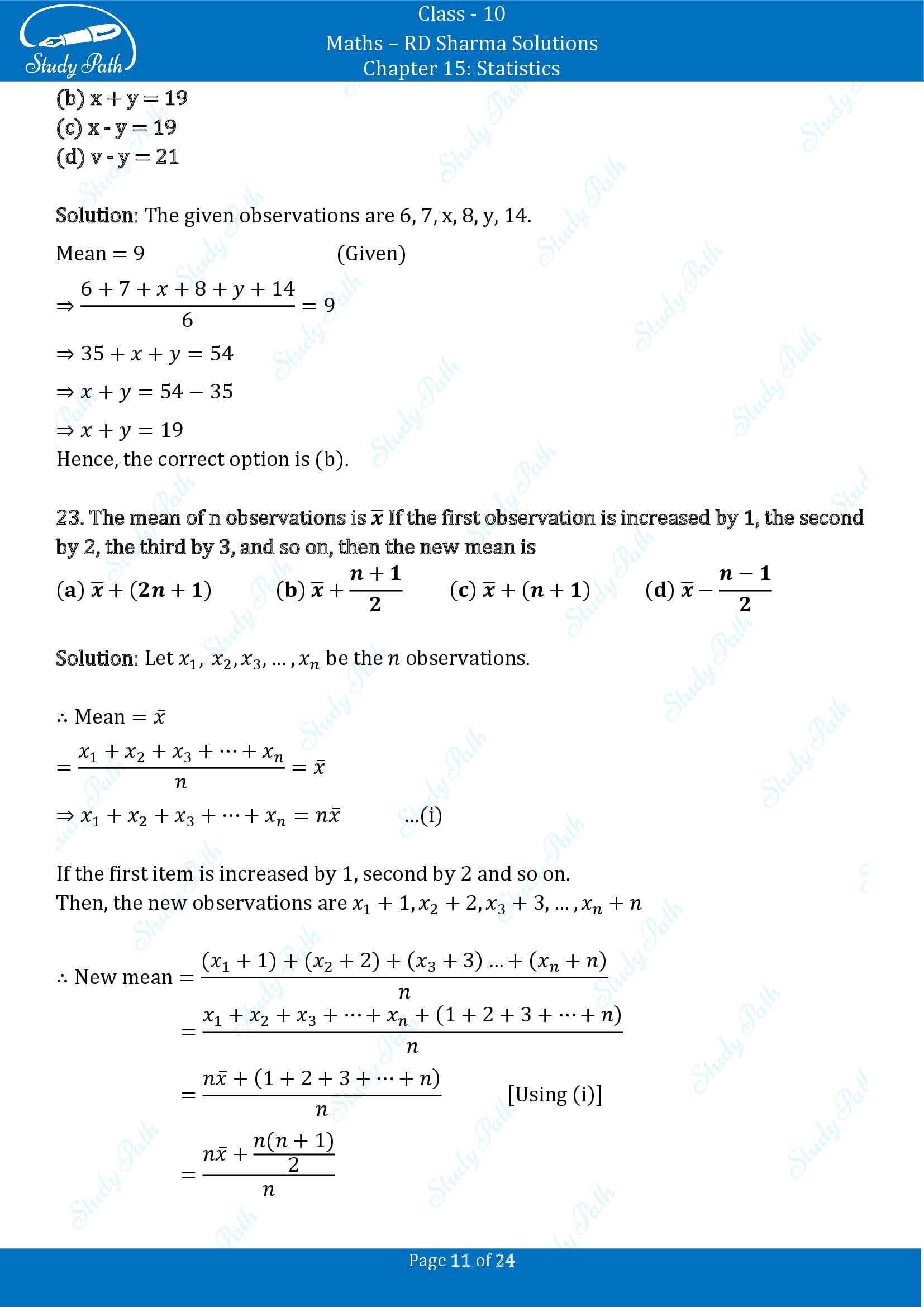 RD Sharma Solutions Class 10 Chapter 15 Statistics Multiple Choice Question MCQs 00011