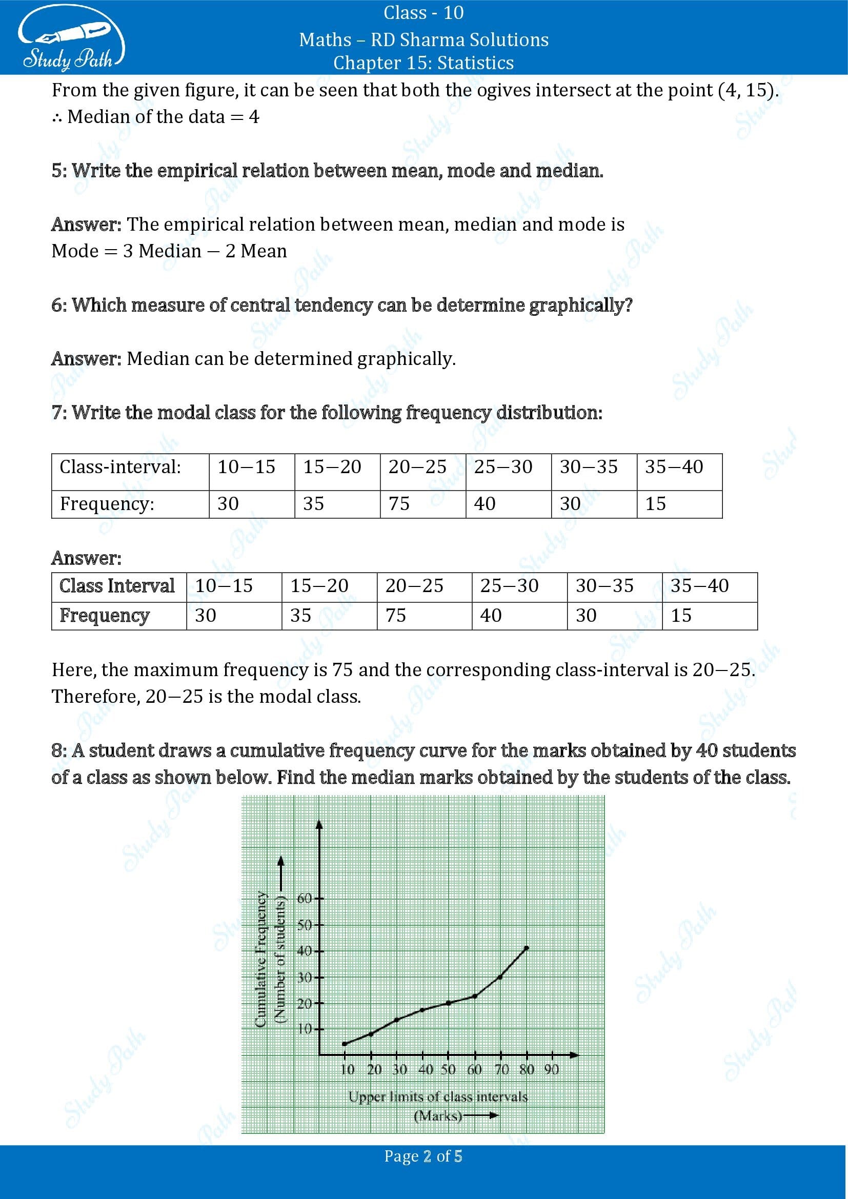 RD Sharma Solutions Class 10 Chapter 15 Statistics Very Short Answer Type Questions VSAQs 00002