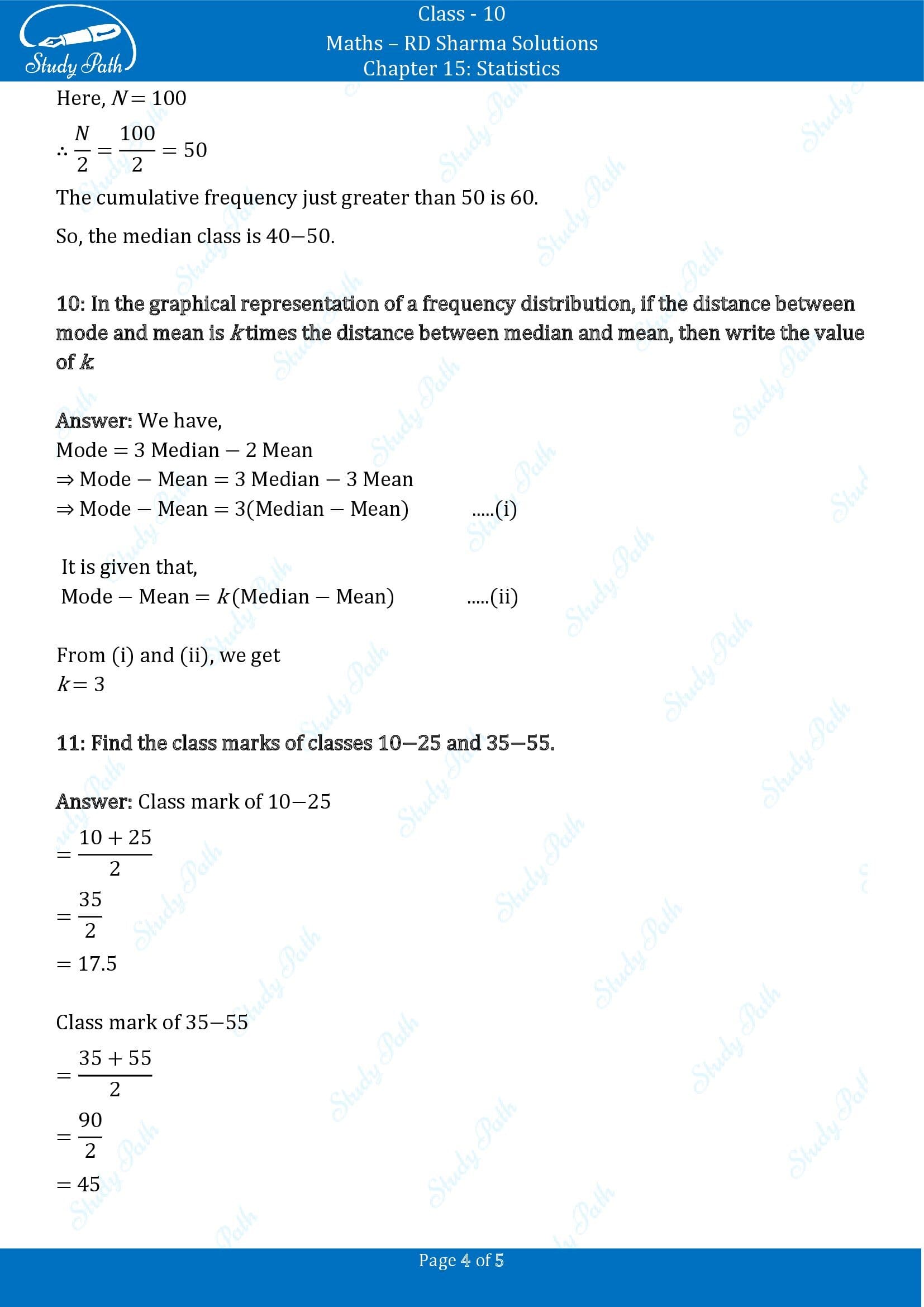 RD Sharma Solutions Class 10 Chapter 15 Statistics Very Short Answer Type Questions VSAQs 00004