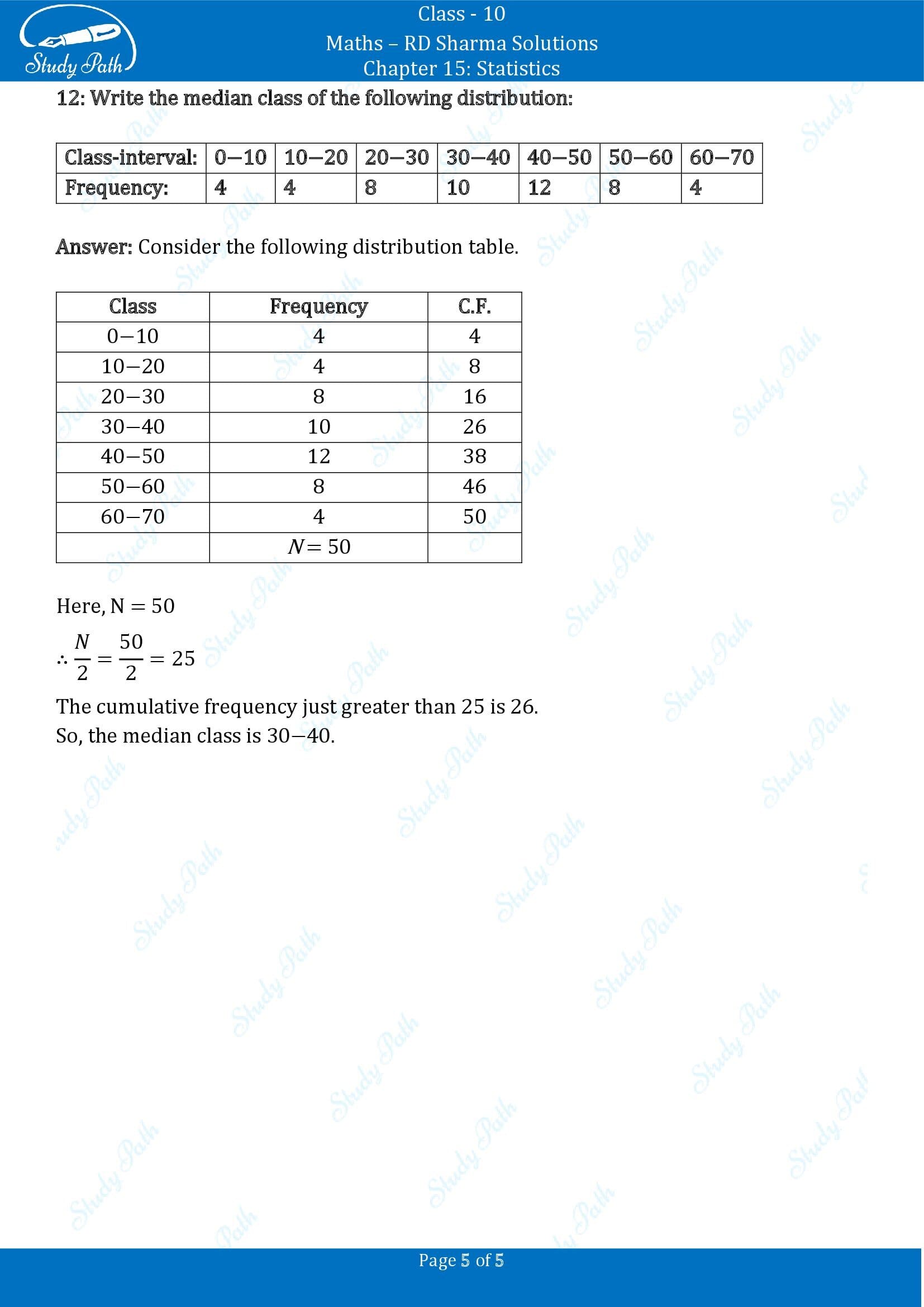 RD Sharma Solutions Class 10 Chapter 15 Statistics Very Short Answer Type Questions VSAQs 00005
