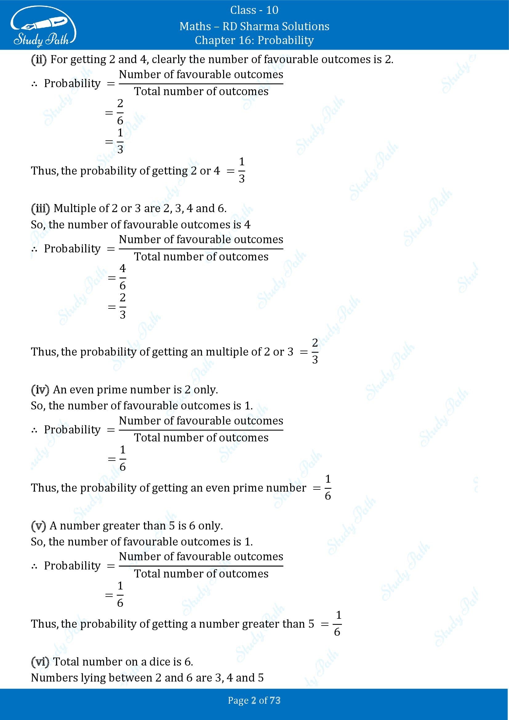 RD Sharma Solutions Class 10 Chapter 16 Probability Exercise 16.1 00002