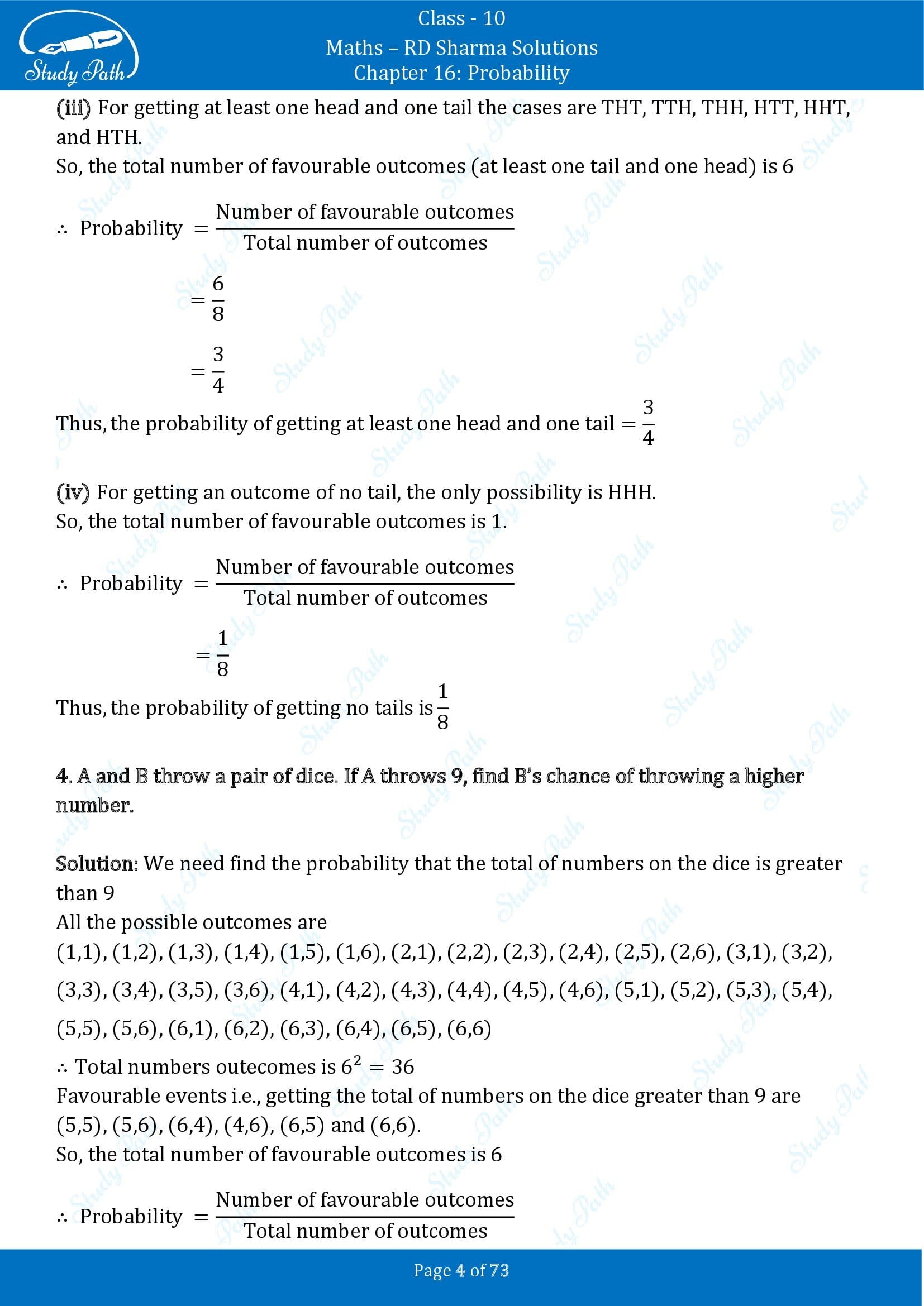 RD Sharma Solutions Class 10 Chapter 16 Probability Exercise 16.1 00004