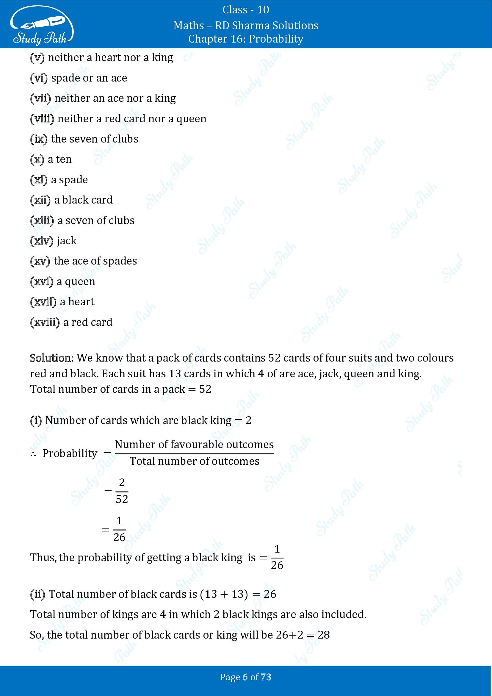 RD Sharma Solutions Class 10 Chapter 16 Probability Exercise 16.1 00006