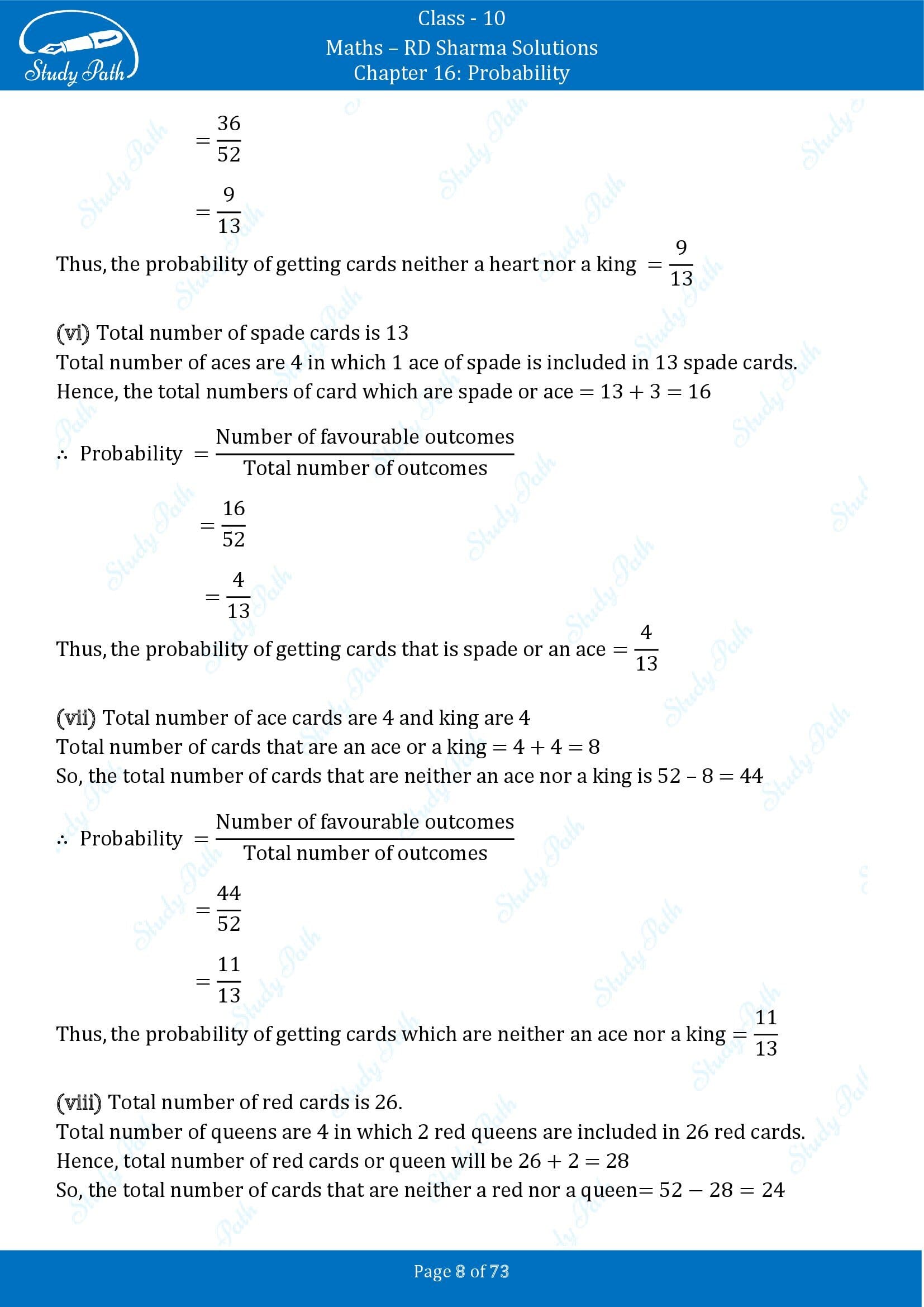 RD Sharma Solutions Class 10 Chapter 16 Probability Exercise 16.1 00008