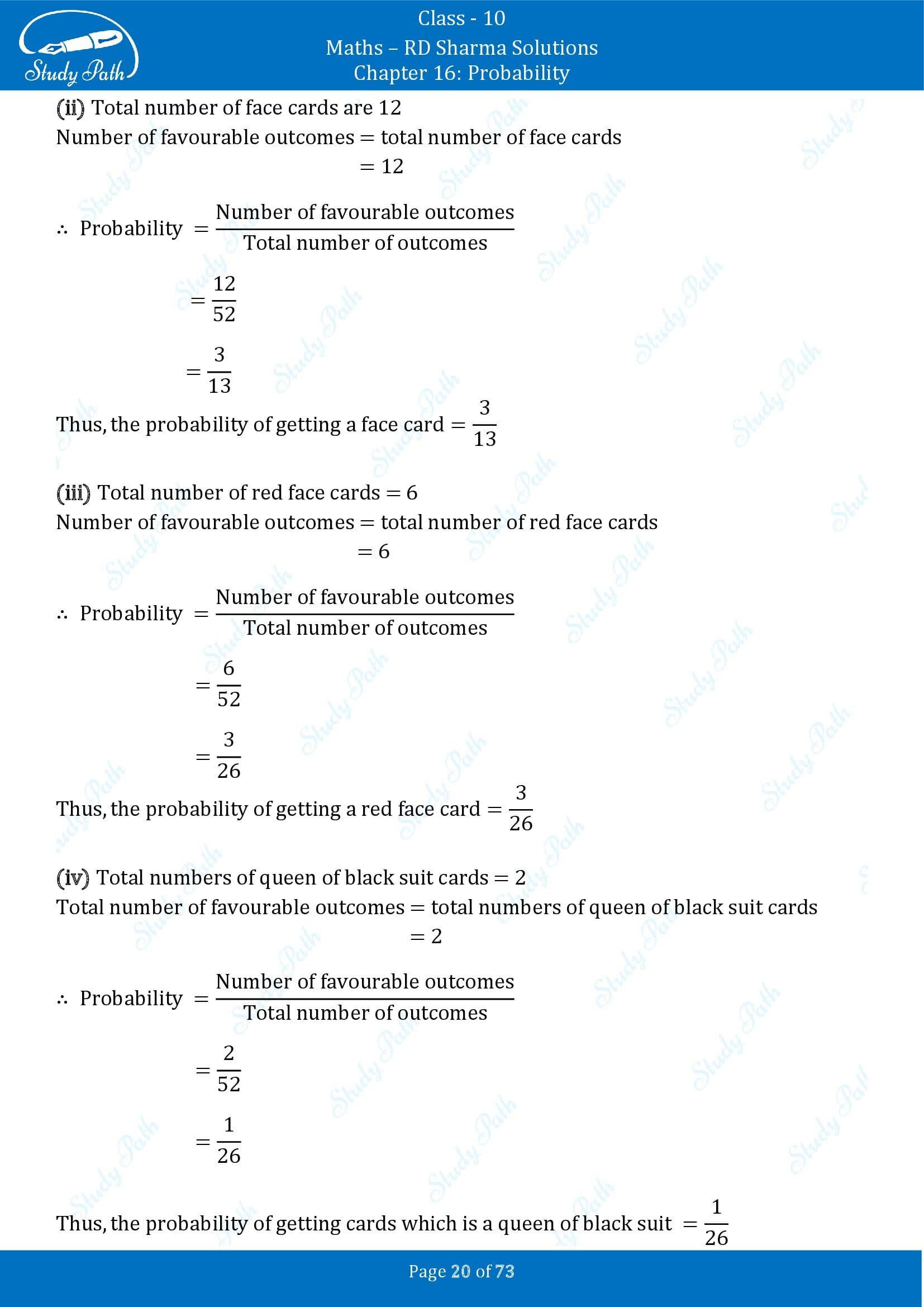 RD Sharma Solutions Class 10 Chapter 16 Probability Exercise 16.1 00020
