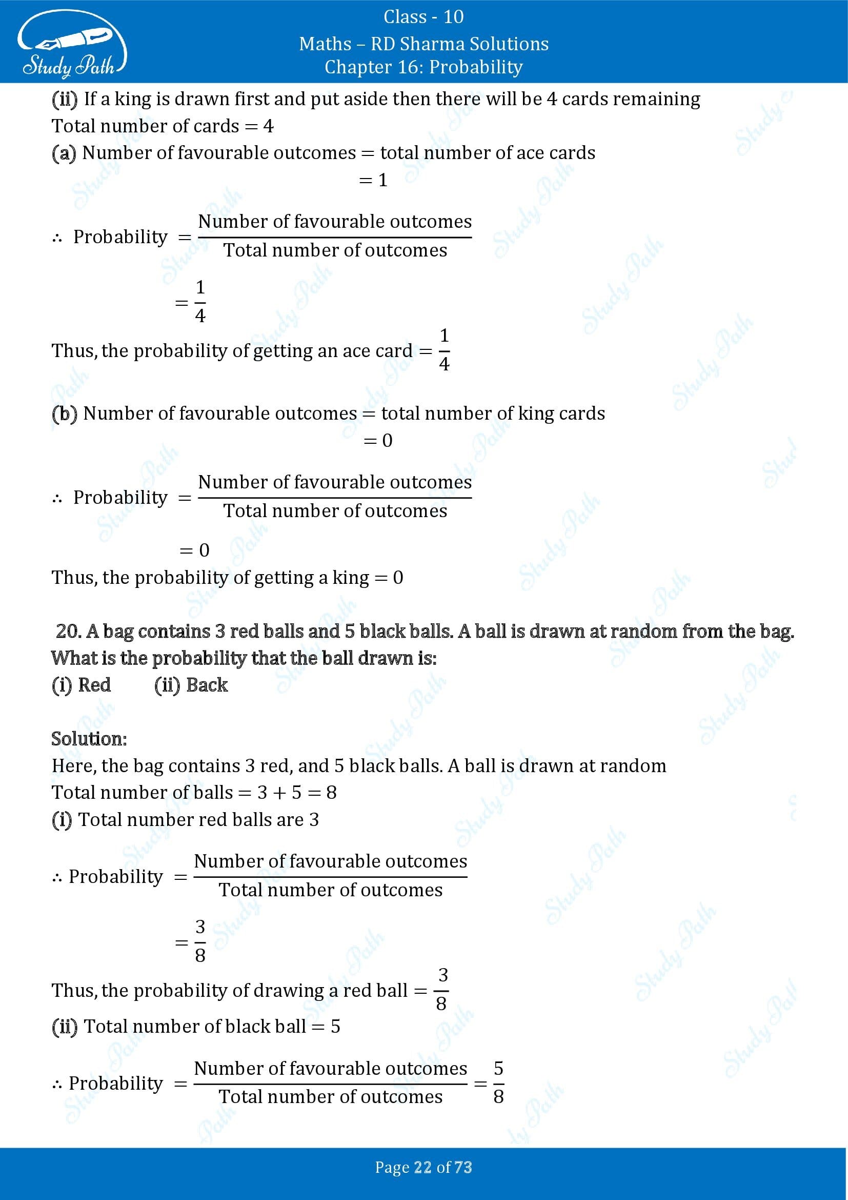 RD Sharma Solutions Class 10 Chapter 16 Probability Exercise 16.1 00022