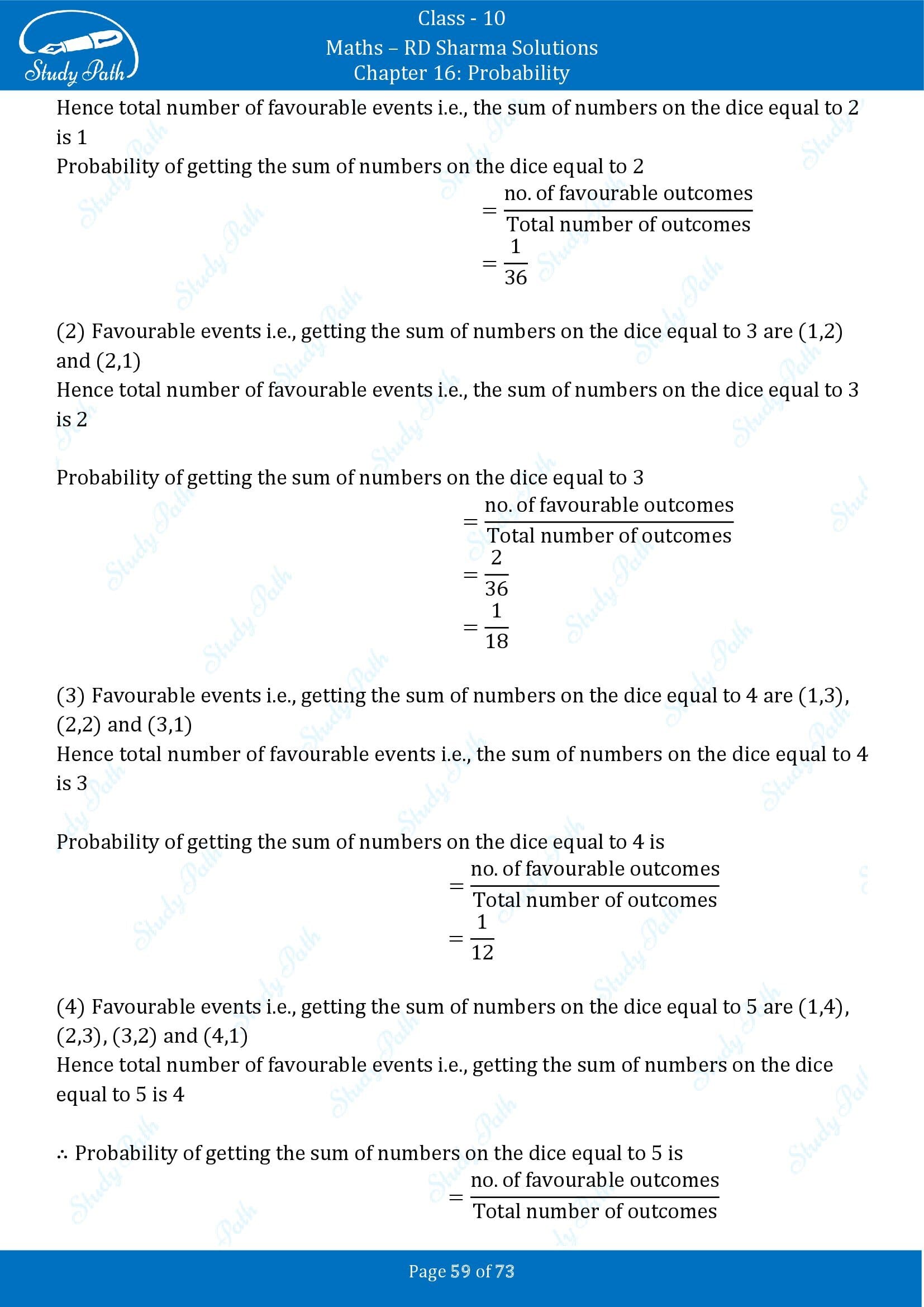 RD Sharma Solutions Class 10 Chapter 16 Probability Exercise 16.1 00059