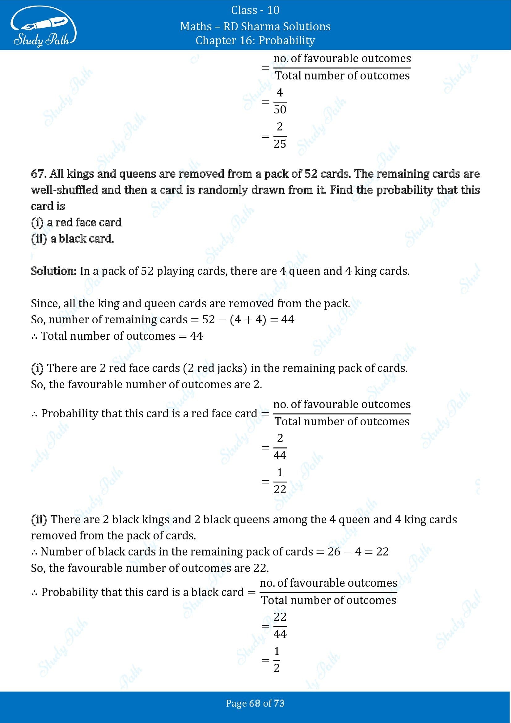 RD Sharma Solutions Class 10 Chapter 16 Probability Exercise 16.1 00068