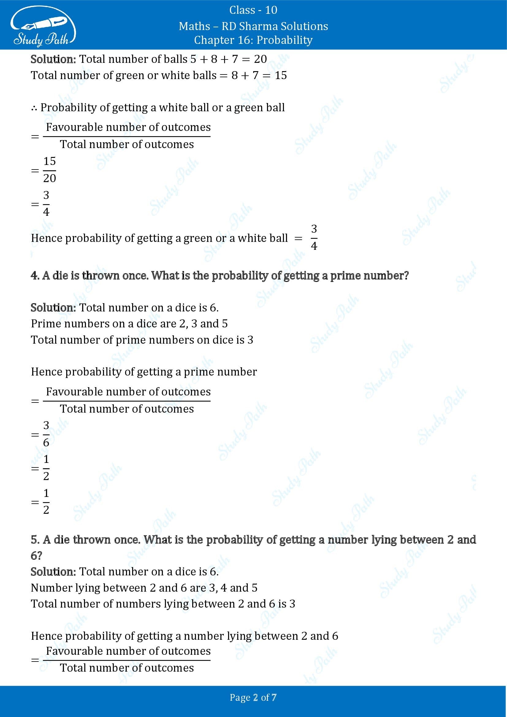 RD Sharma Solutions Class 10 Chapter 16 Probability Very Short Answer Type Questions VSAQs 00002
