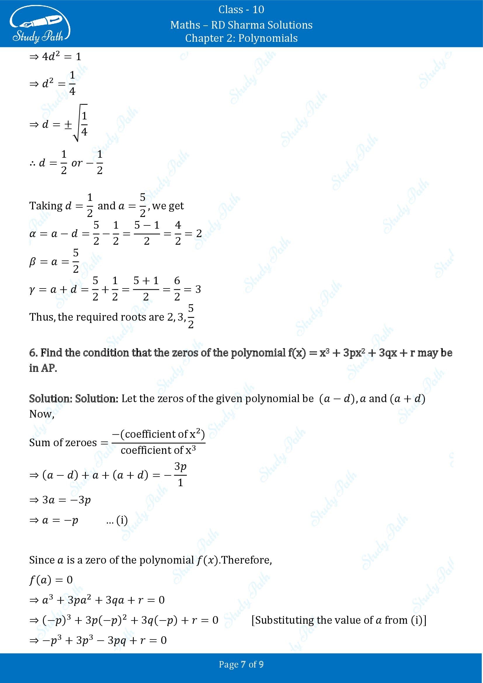 RD Sharma Solutions Class 10 Chapter 2 Polynomials Exercise 2.2 00007