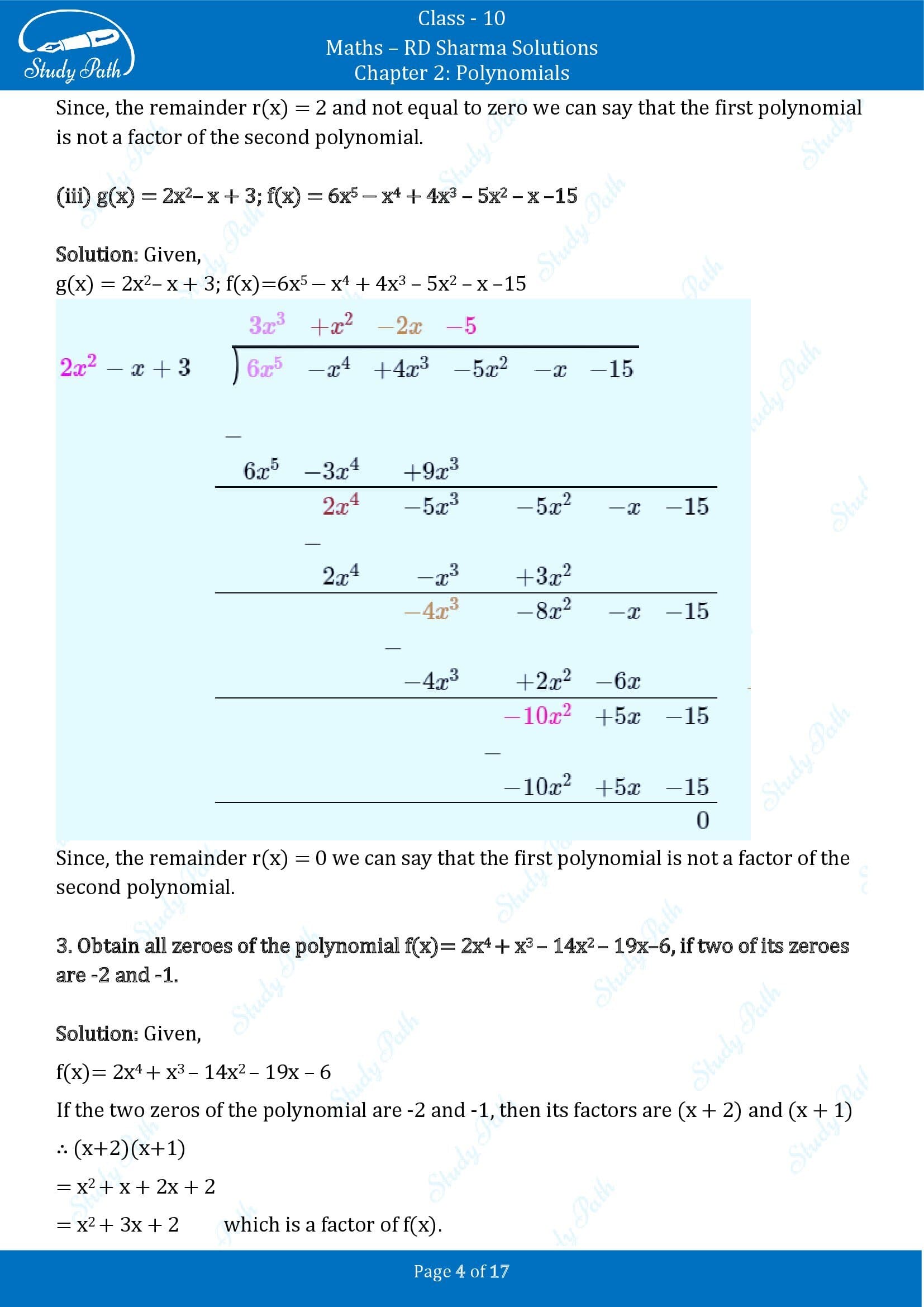 RD Sharma Solutions Class 10 Chapter 2 Polynomials Exercise 2.3 00004