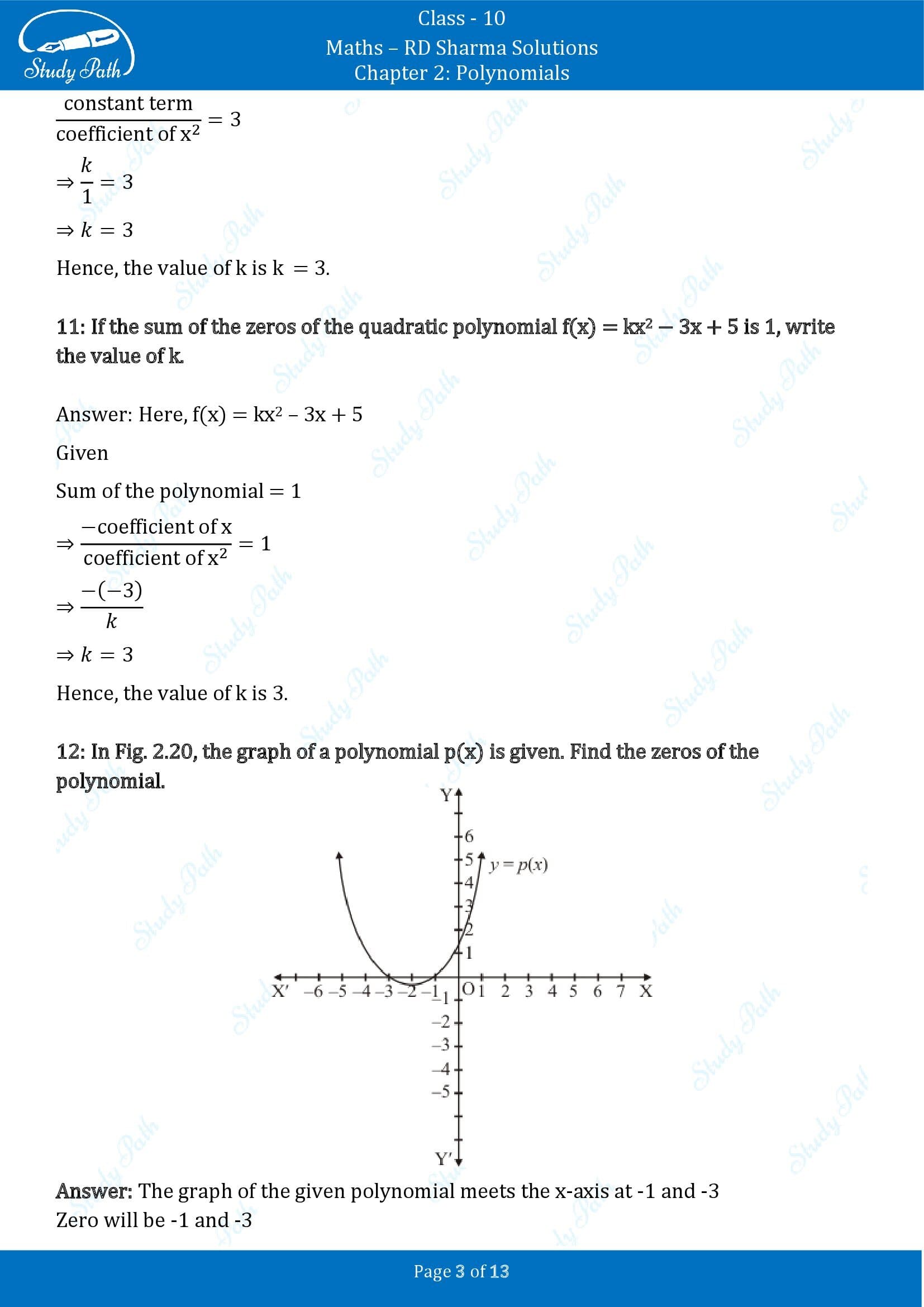 RD Sharma Solutions Class 10 Chapter 2 Polynomials Very Short Answer Type Questions VSAQs 00003