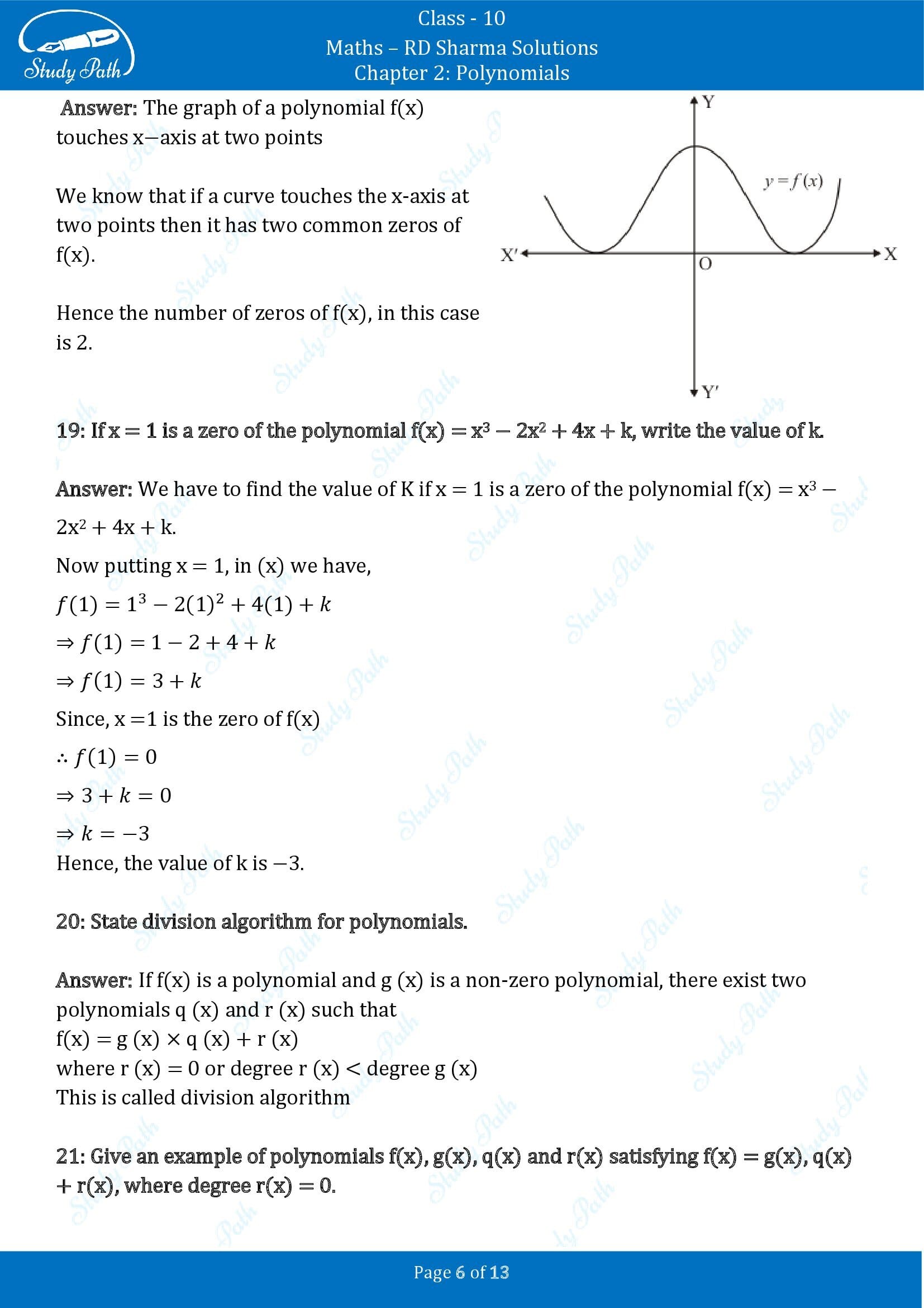 RD Sharma Solutions Class 10 Chapter 2 Polynomials Very Short Answer Type Questions VSAQs 00006