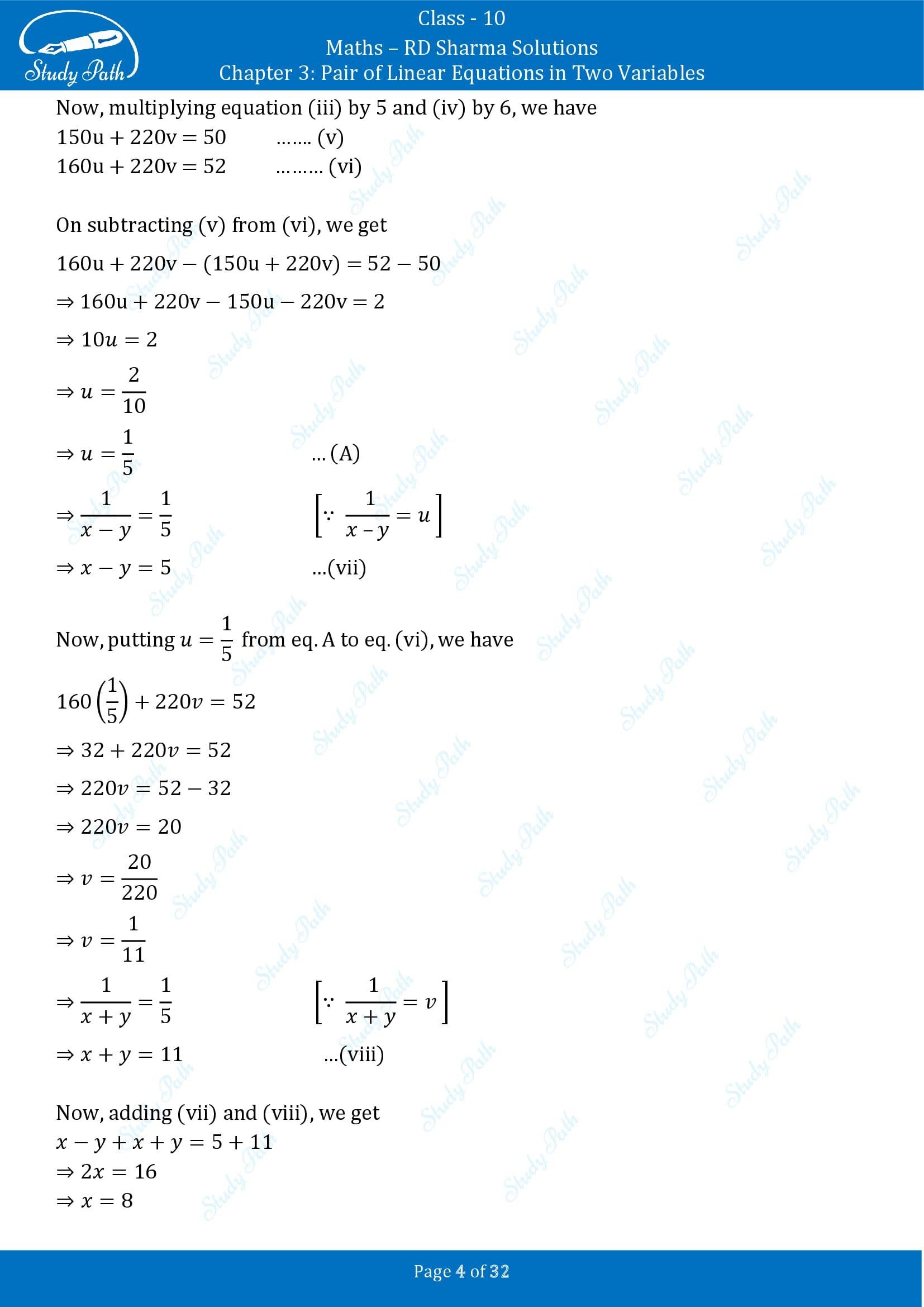 RD Sharma Solutions Class 10 Chapter 3 Pair of Linear Equations in Two Variables Exercise 3.10 00004