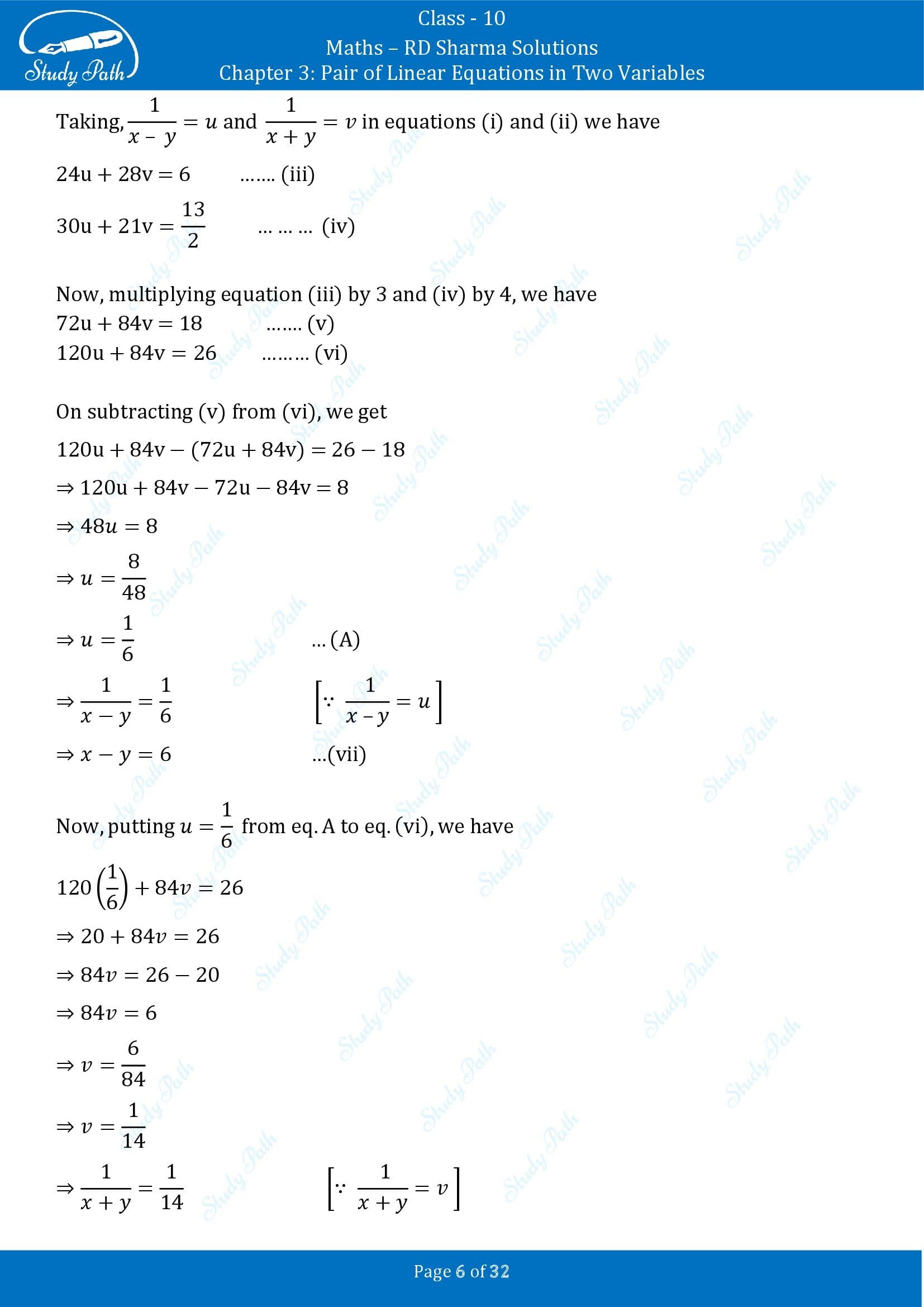 RD Sharma Solutions Class 10 Chapter 3 Pair of Linear Equations in Two Variables Exercise 3.10 00006