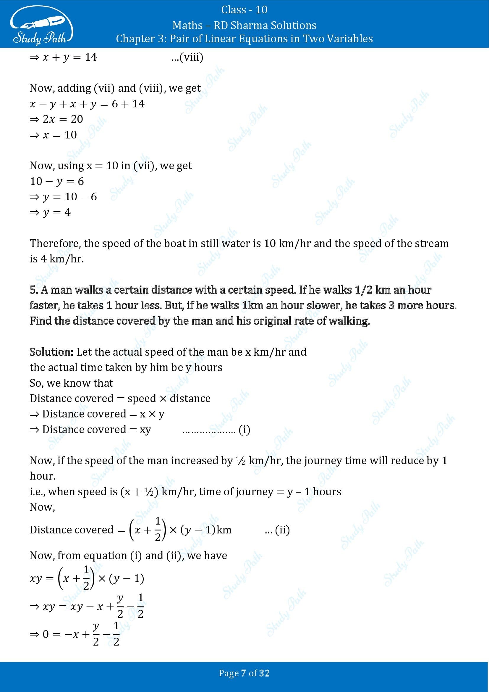 RD Sharma Solutions Class 10 Chapter 3 Pair of Linear Equations in Two Variables Exercise 3.10 00007