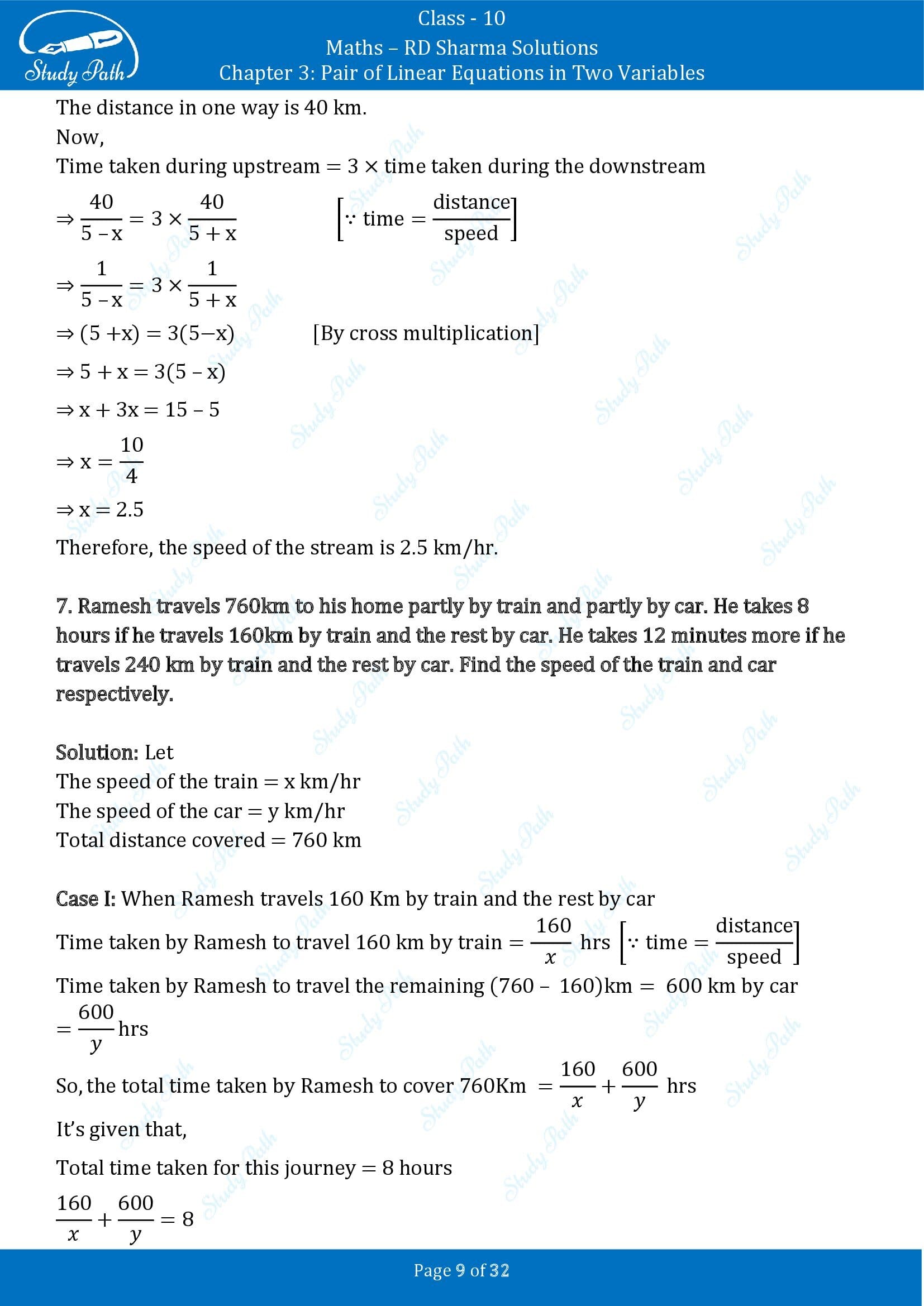 RD Sharma Solutions Class 10 Chapter 3 Pair of Linear Equations in Two Variables Exercise 3.10 00009
