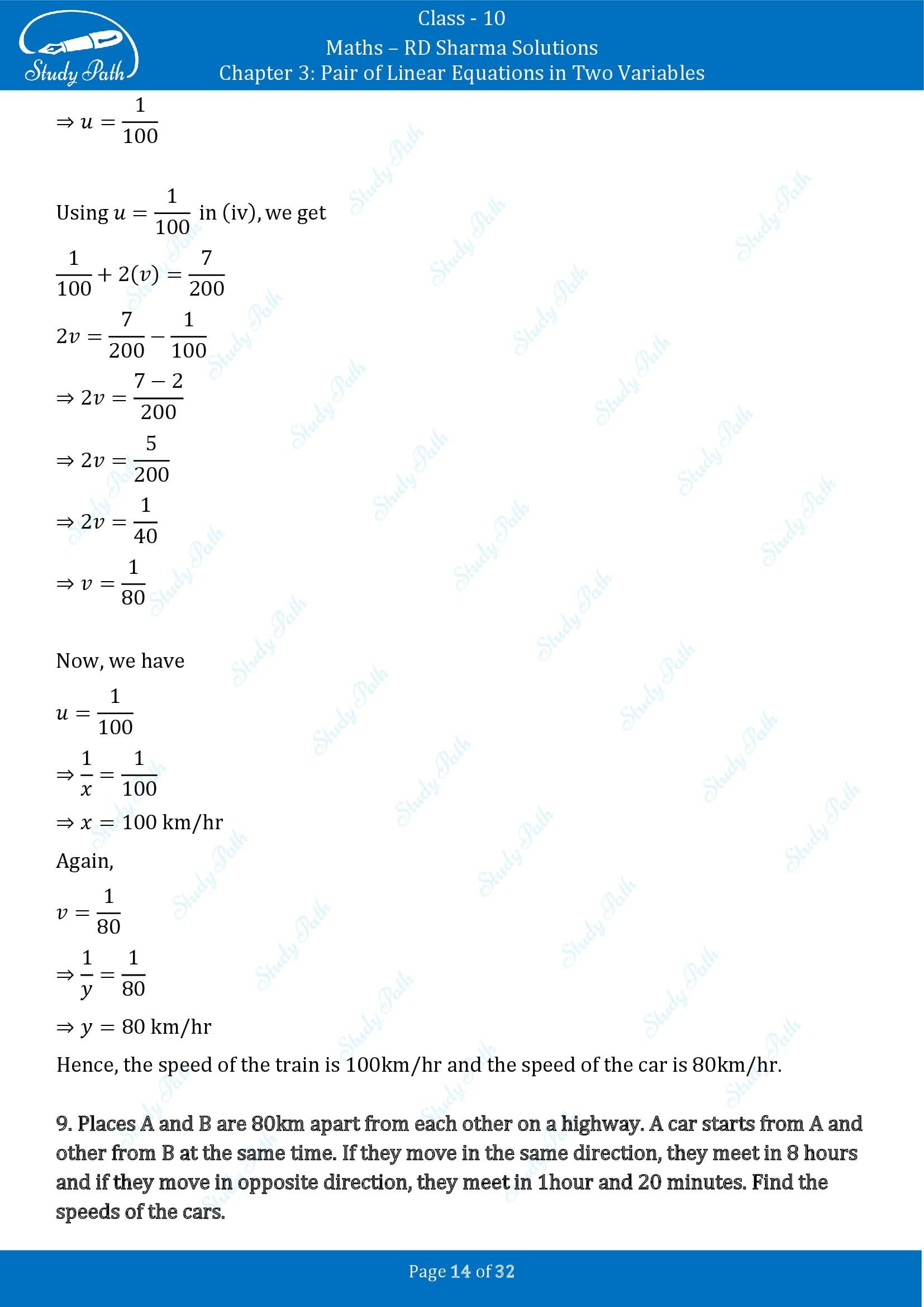 RD Sharma Solutions Class 10 Chapter 3 Pair of Linear Equations in Two Variables Exercise 3.10 00014