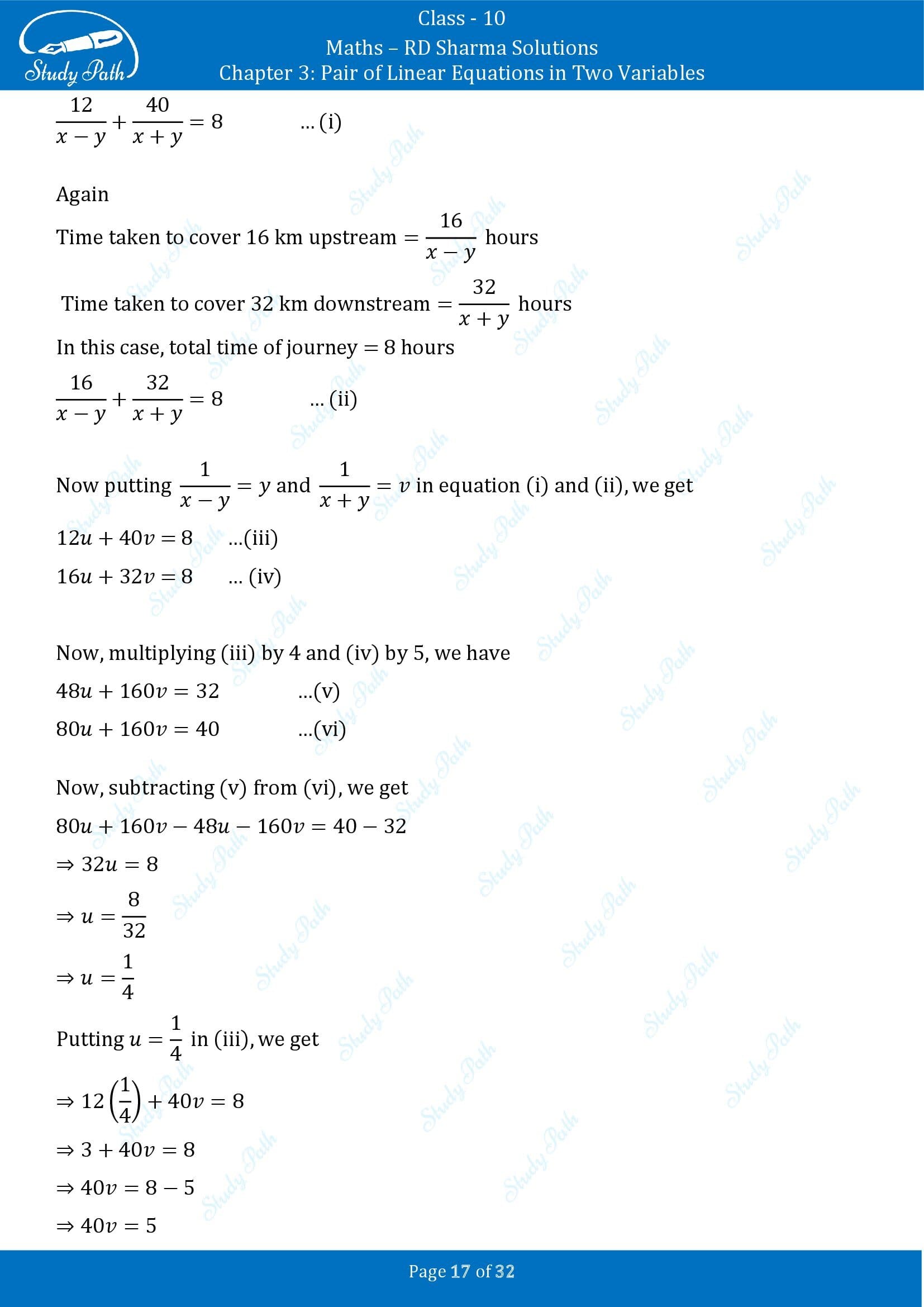 RD Sharma Solutions Class 10 Chapter 3 Pair of Linear Equations in Two Variables Exercise 3.10 00017