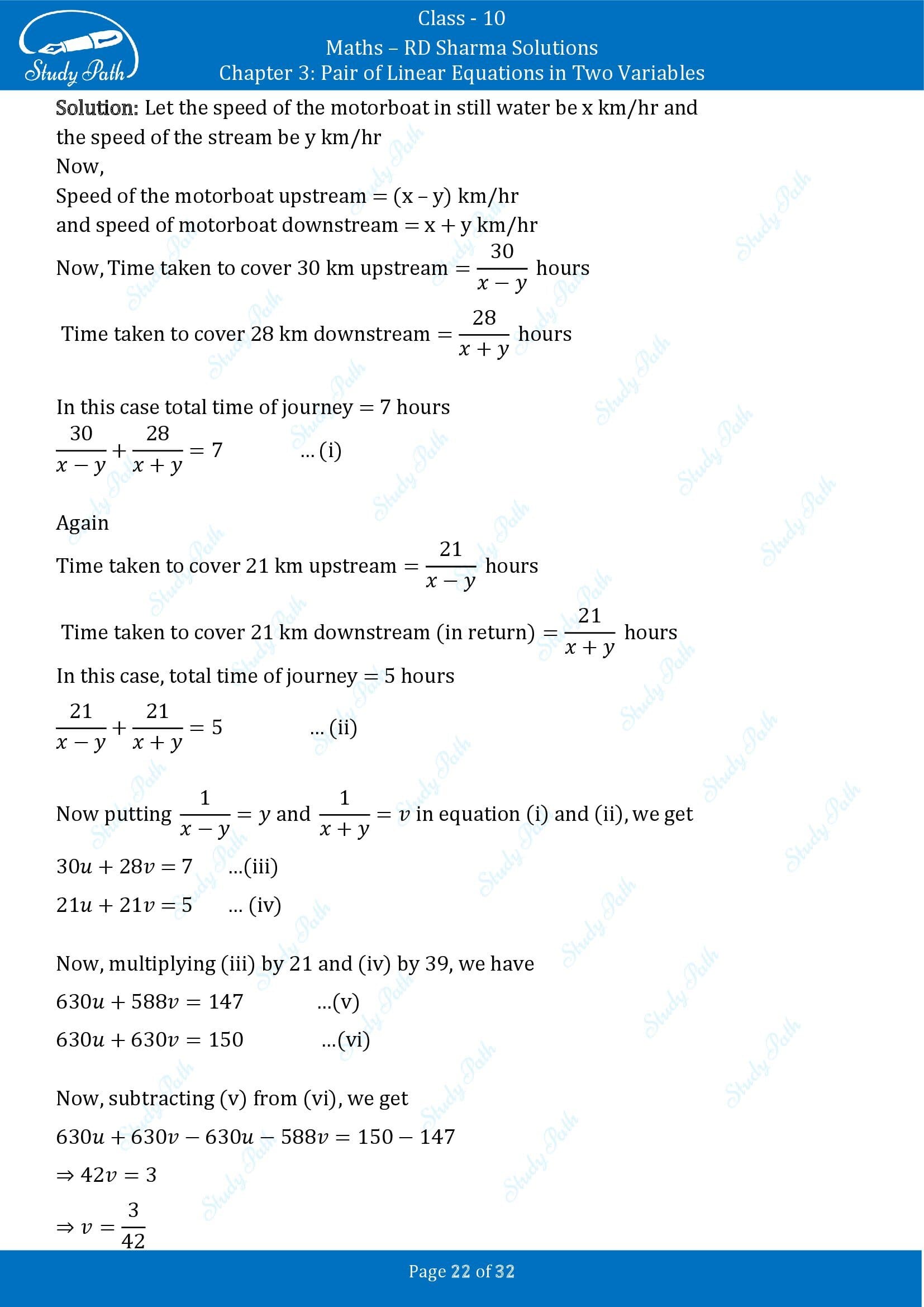 RD Sharma Solutions Class 10 Chapter 3 Pair of Linear Equations in Two Variables Exercise 3.10 00022