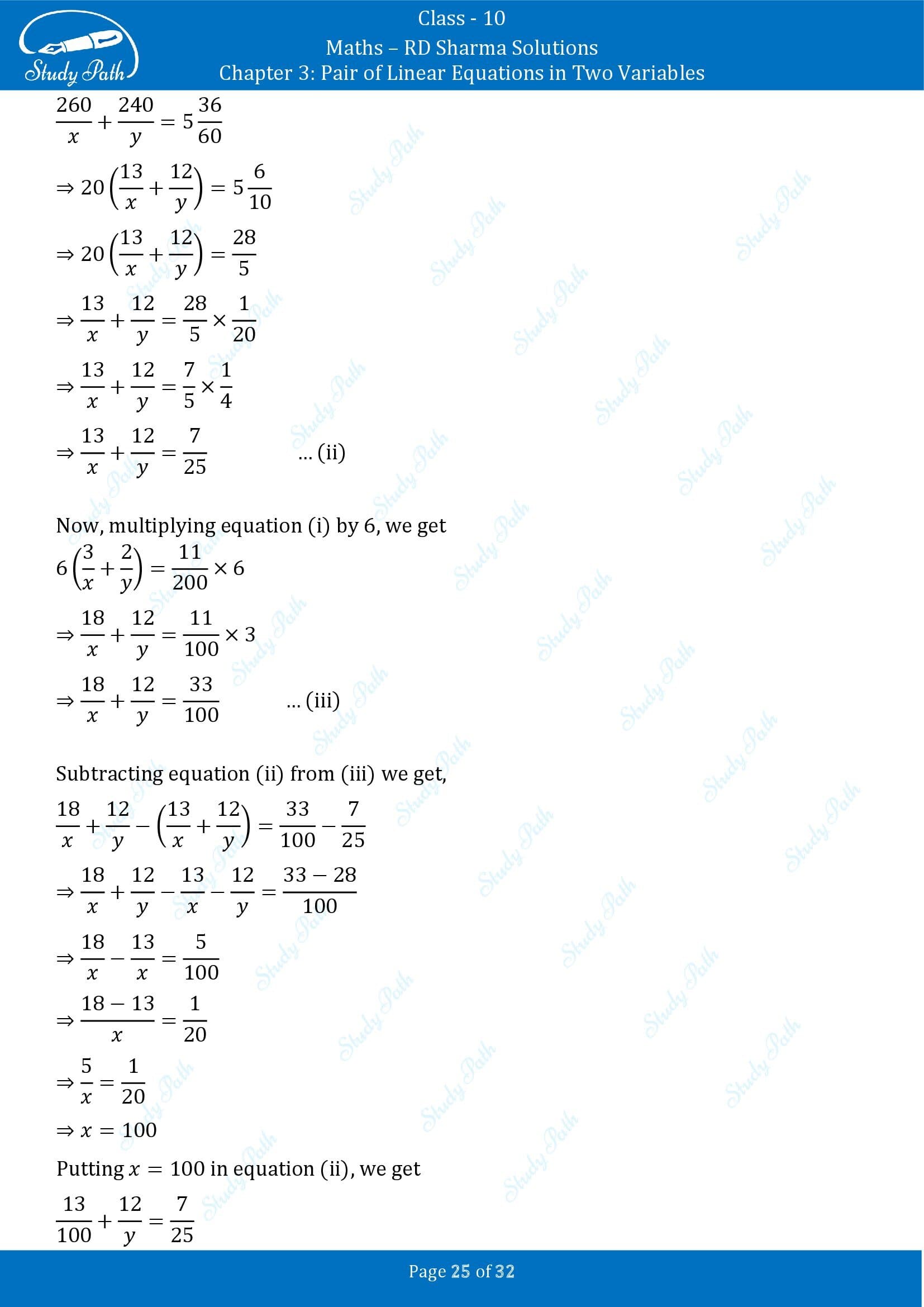RD Sharma Solutions Class 10 Chapter 3 Pair of Linear Equations in Two Variables Exercise 3.10 00025