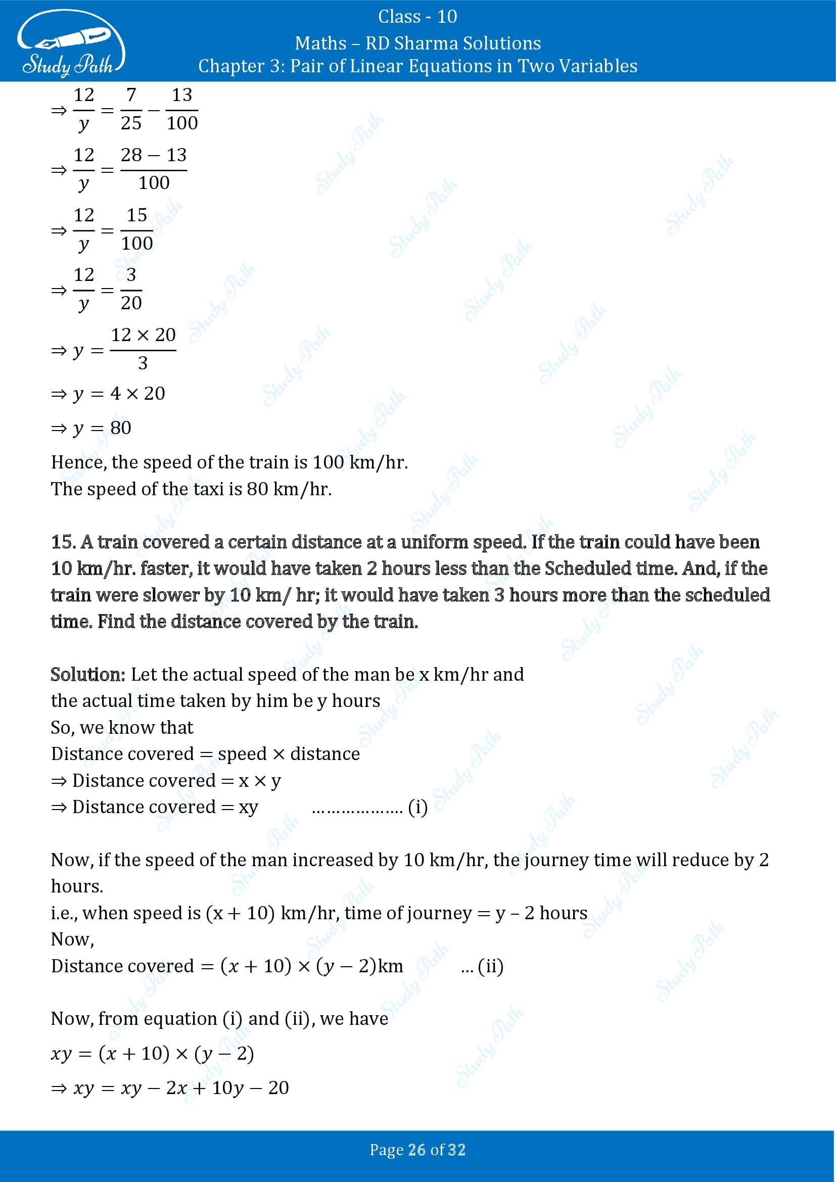 RD Sharma Solutions Class 10 Chapter 3 Pair of Linear Equations in Two Variables Exercise 3.10 00026