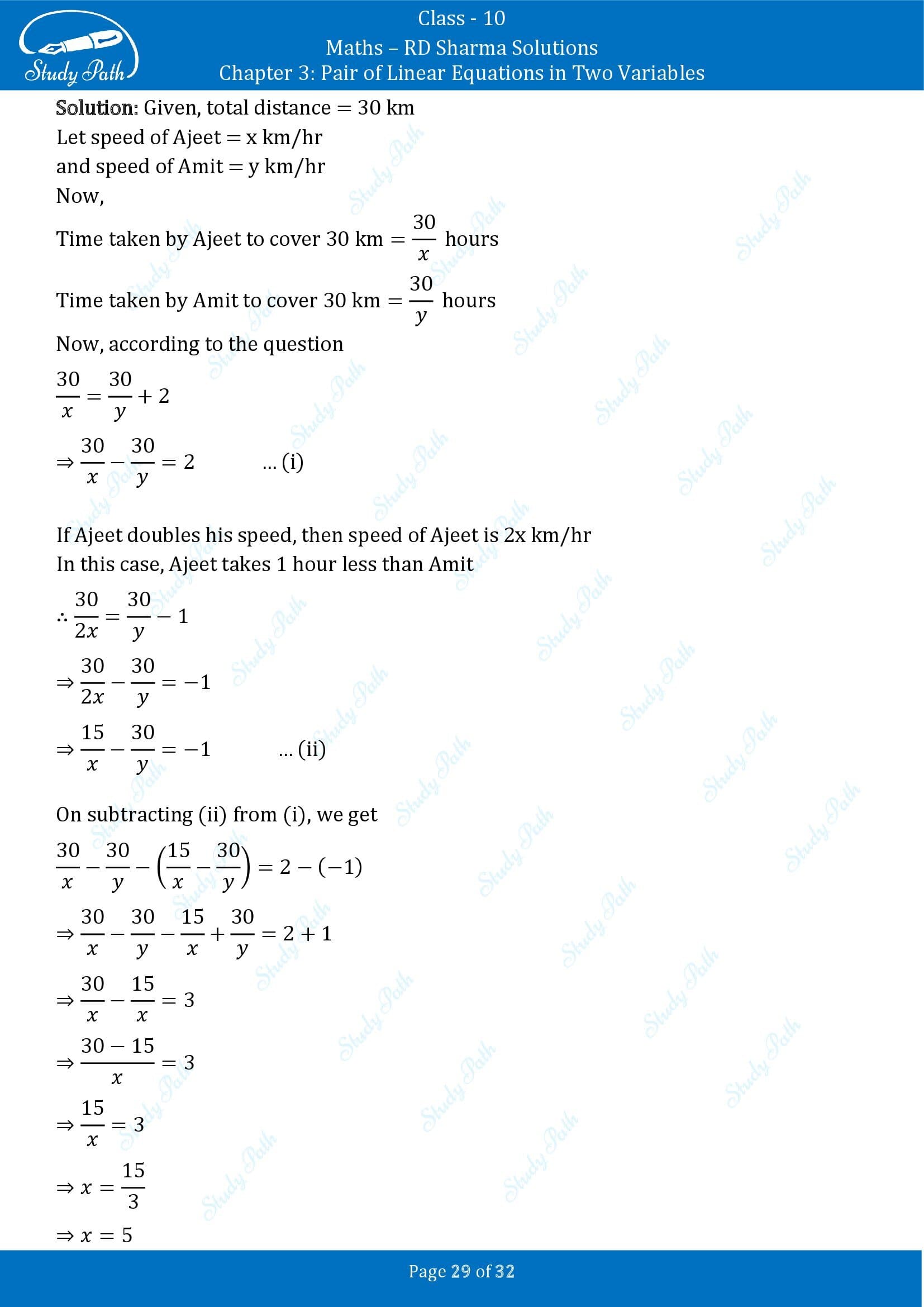 RD Sharma Solutions Class 10 Chapter 3 Pair of Linear Equations in Two Variables Exercise 3.10 00029
