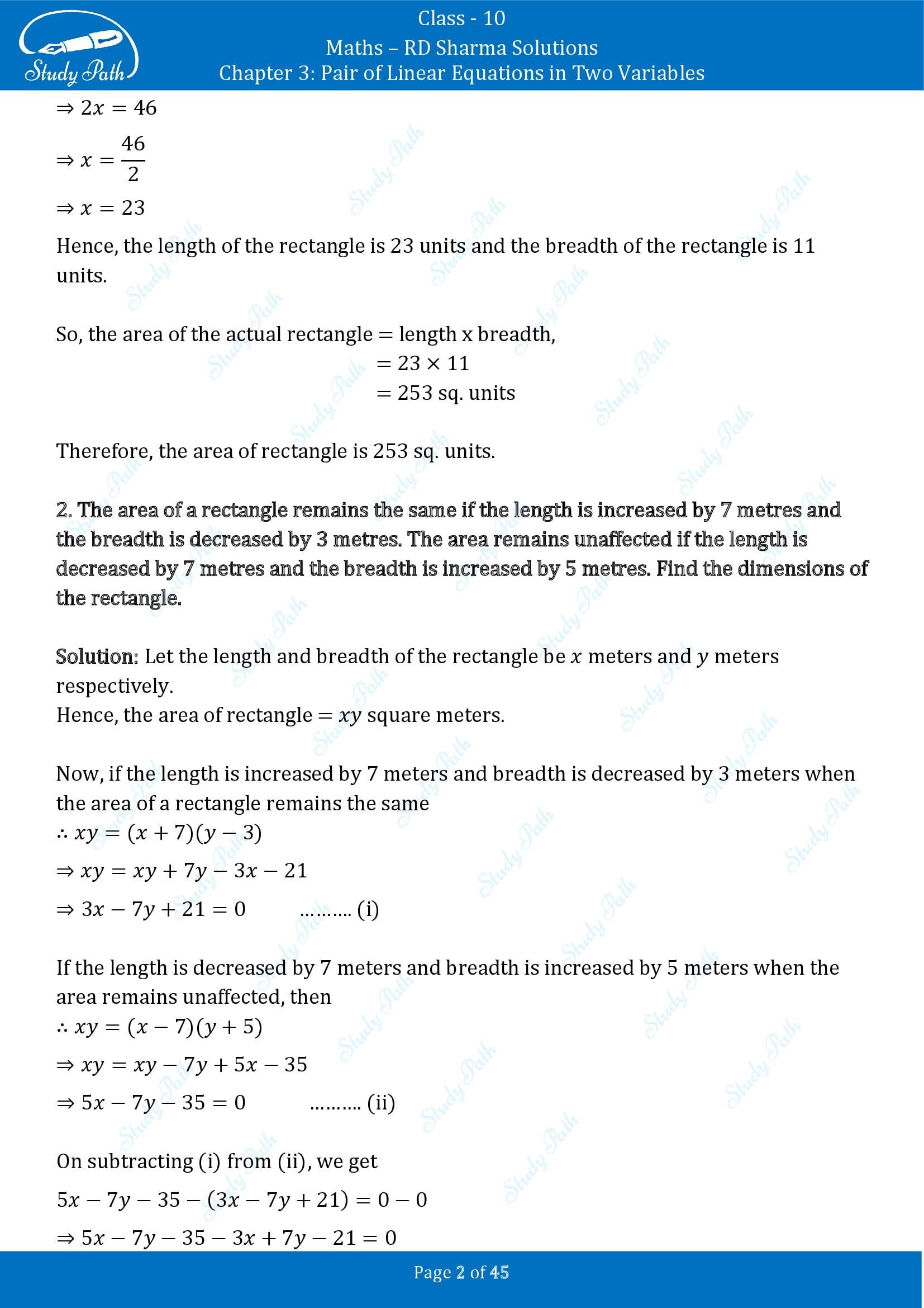 RD Sharma Solutions Class 10 Chapter 3 Pair of Linear Equations in Two Variables Exercise 3.11 00002