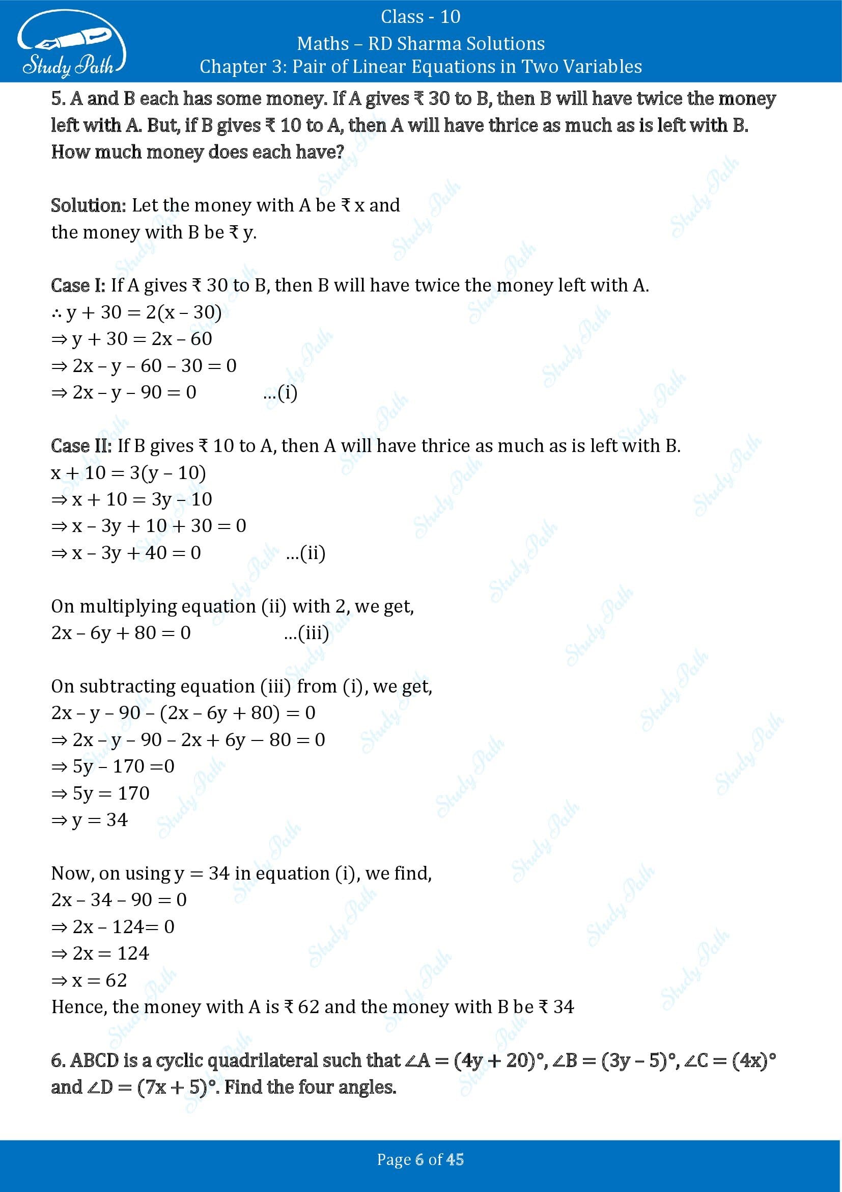 RD Sharma Solutions Class 10 Chapter 3 Pair of Linear Equations in Two Variables Exercise 3.11 00006
