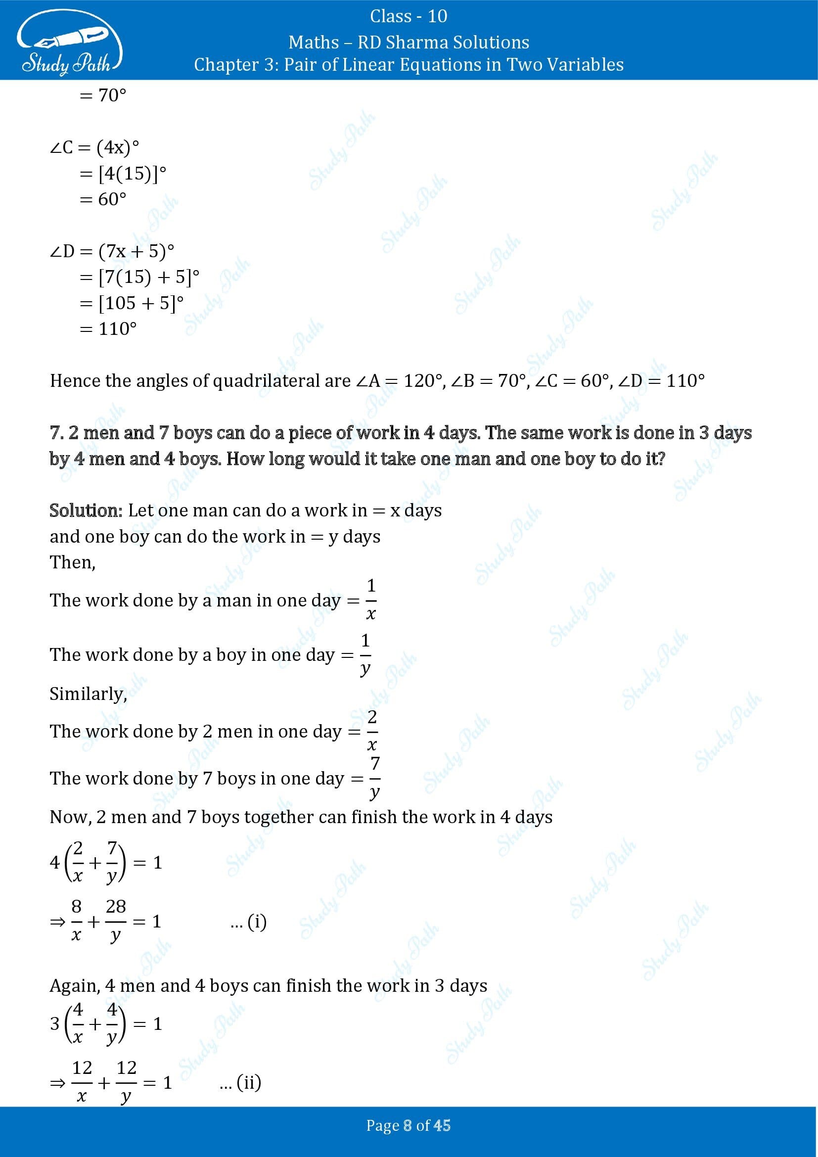 RD Sharma Solutions Class 10 Chapter 3 Pair of Linear Equations in Two Variables Exercise 3.11 00008