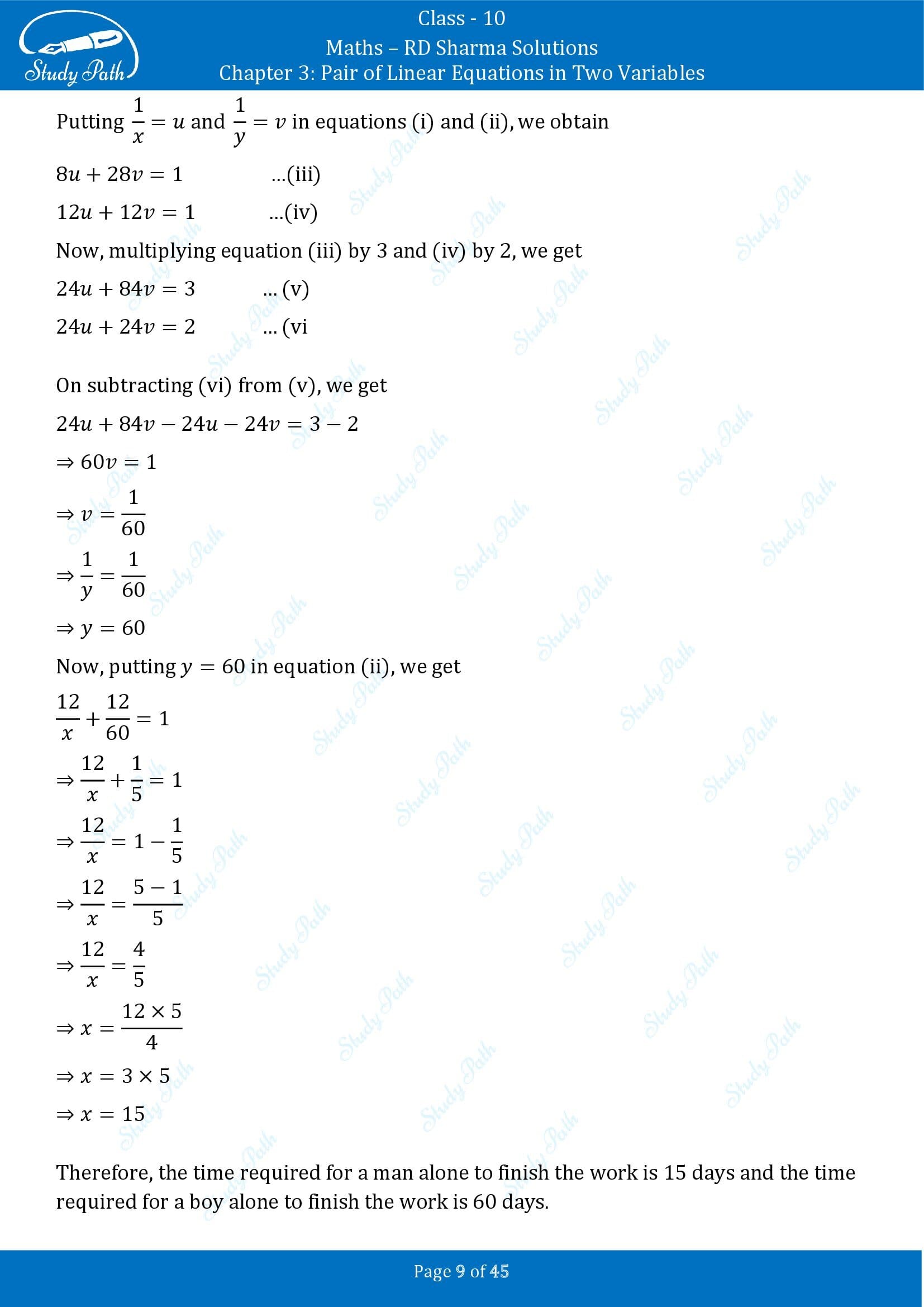 RD Sharma Solutions Class 10 Chapter 3 Pair of Linear Equations in Two Variables Exercise 3.11 00009