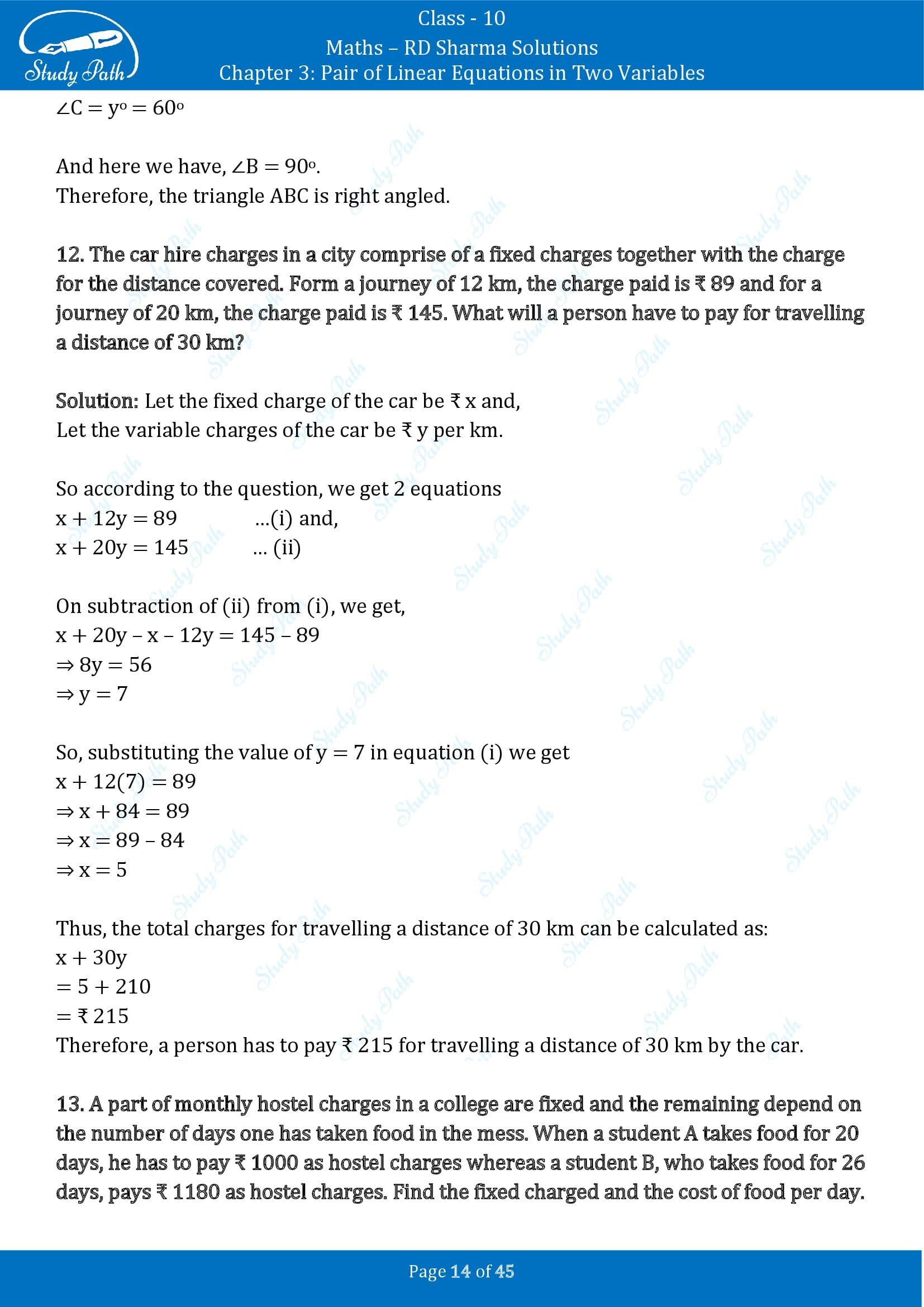 RD Sharma Solutions Class 10 Chapter 3 Pair of Linear Equations in Two Variables Exercise 3.11 00014