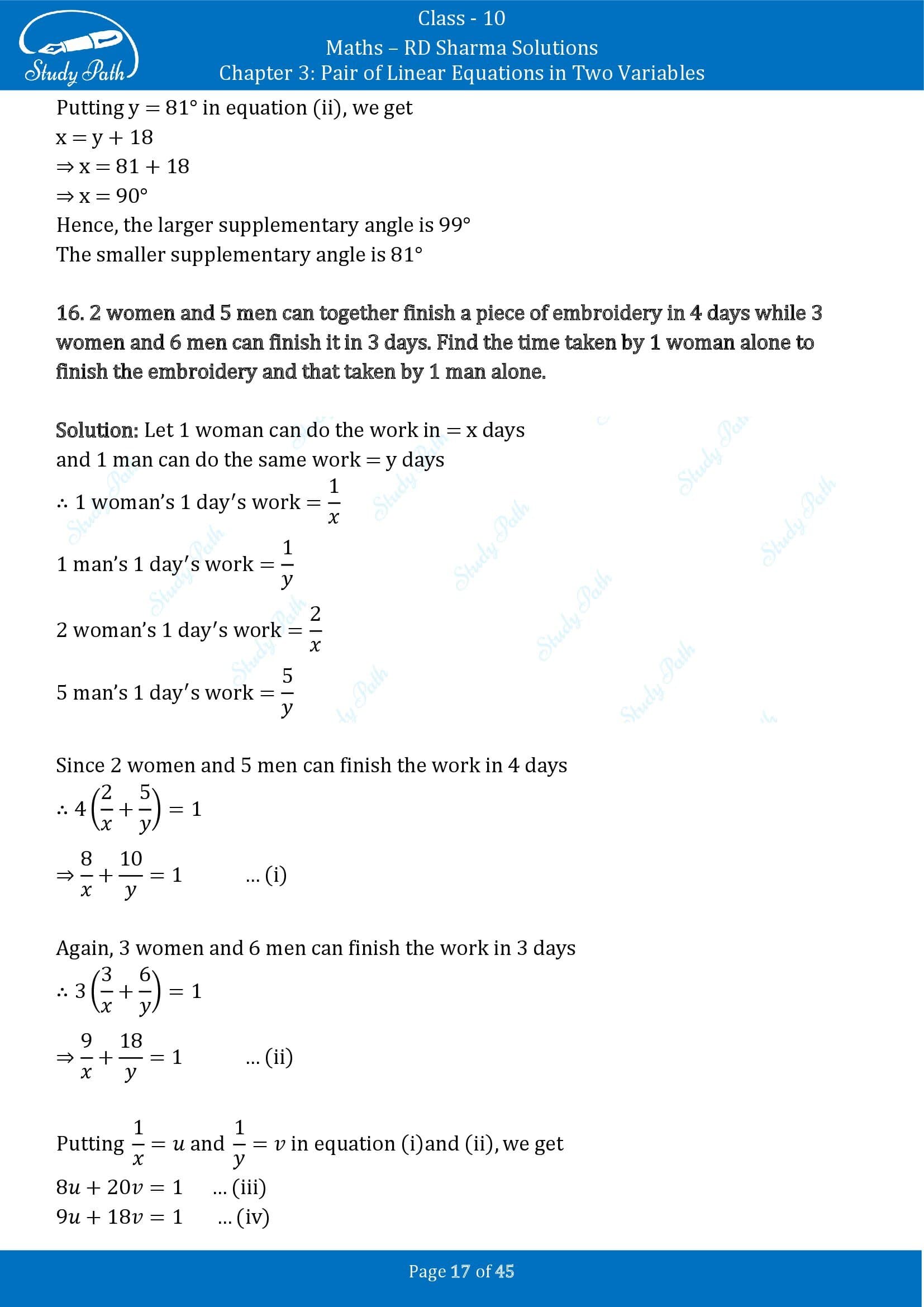 RD Sharma Solutions Class 10 Chapter 3 Pair of Linear Equations in Two Variables Exercise 3.11 00017
