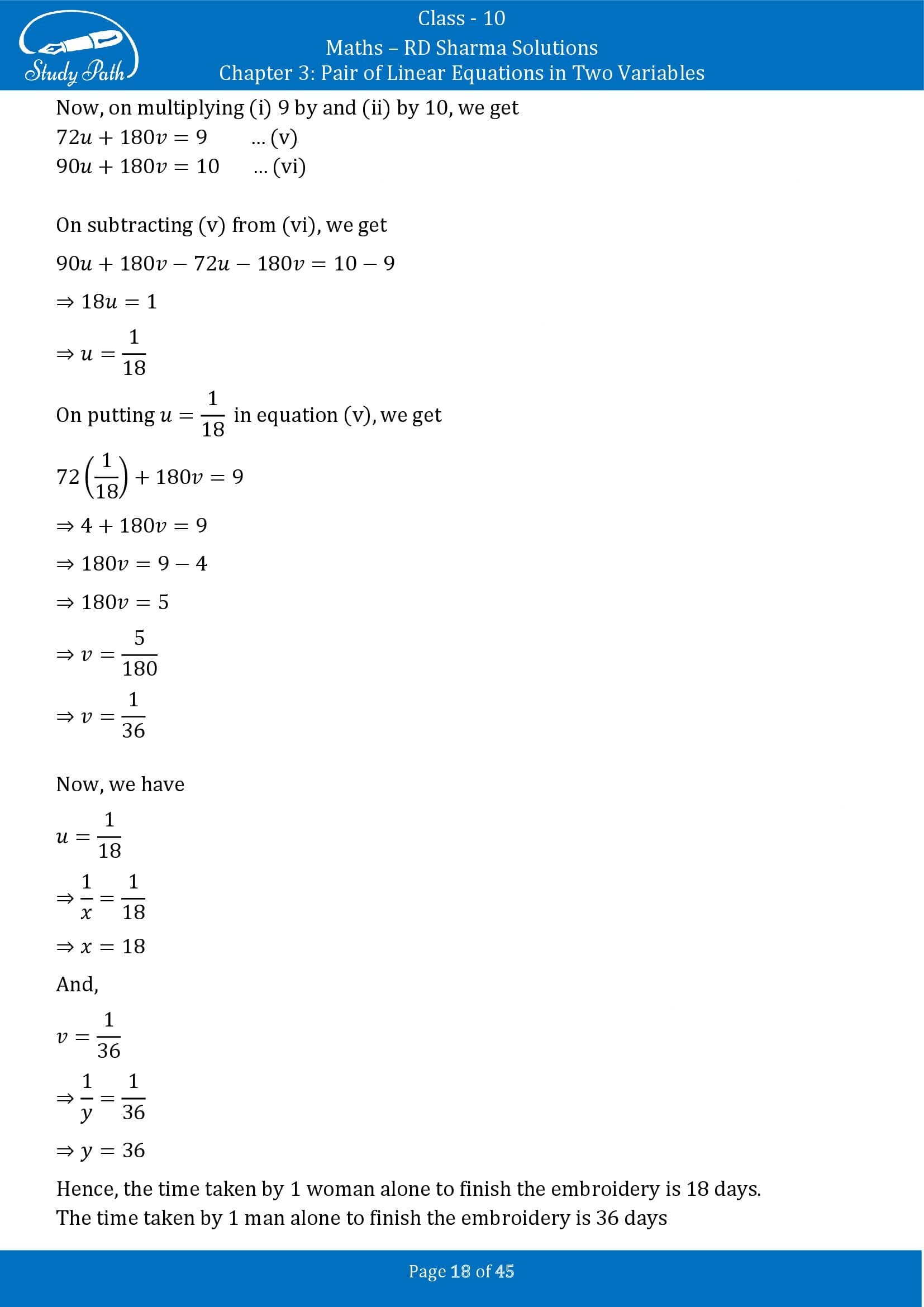 RD Sharma Solutions Class 10 Chapter 3 Pair of Linear Equations in Two Variables Exercise 3.11 00018