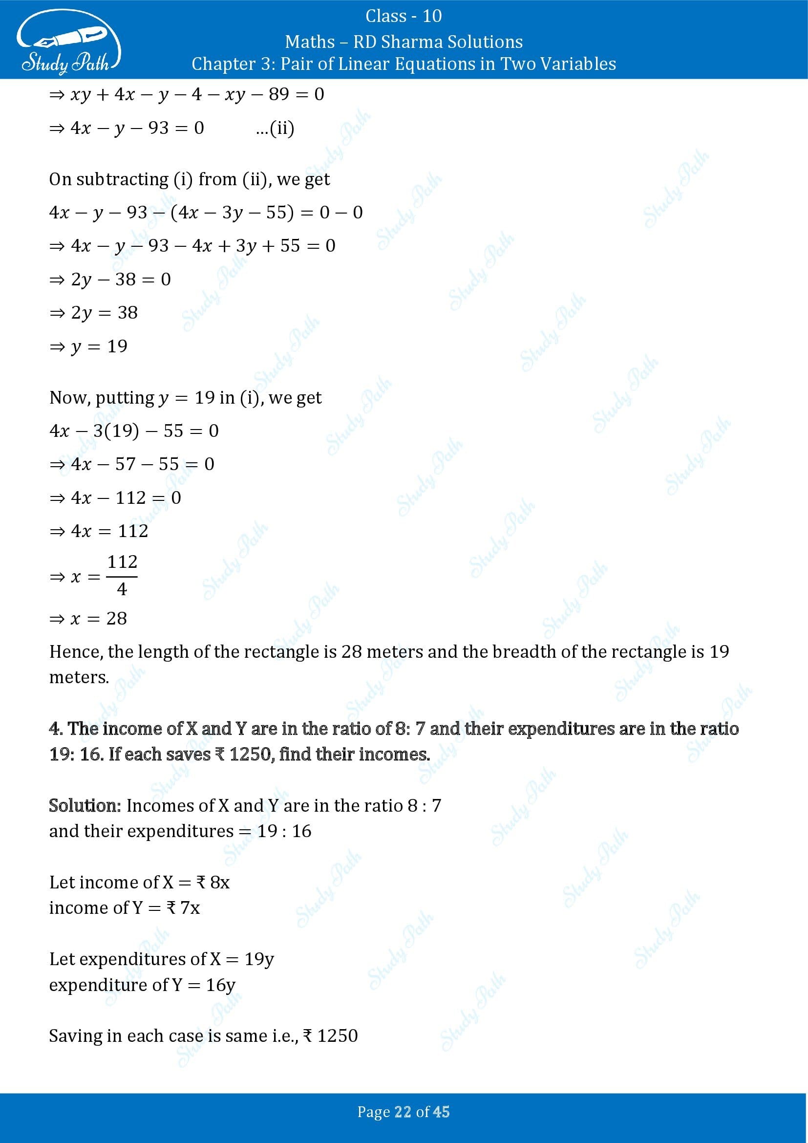 RD Sharma Solutions Class 10 Chapter 3 Pair of Linear Equations in Two Variables Exercise 3.11 00022