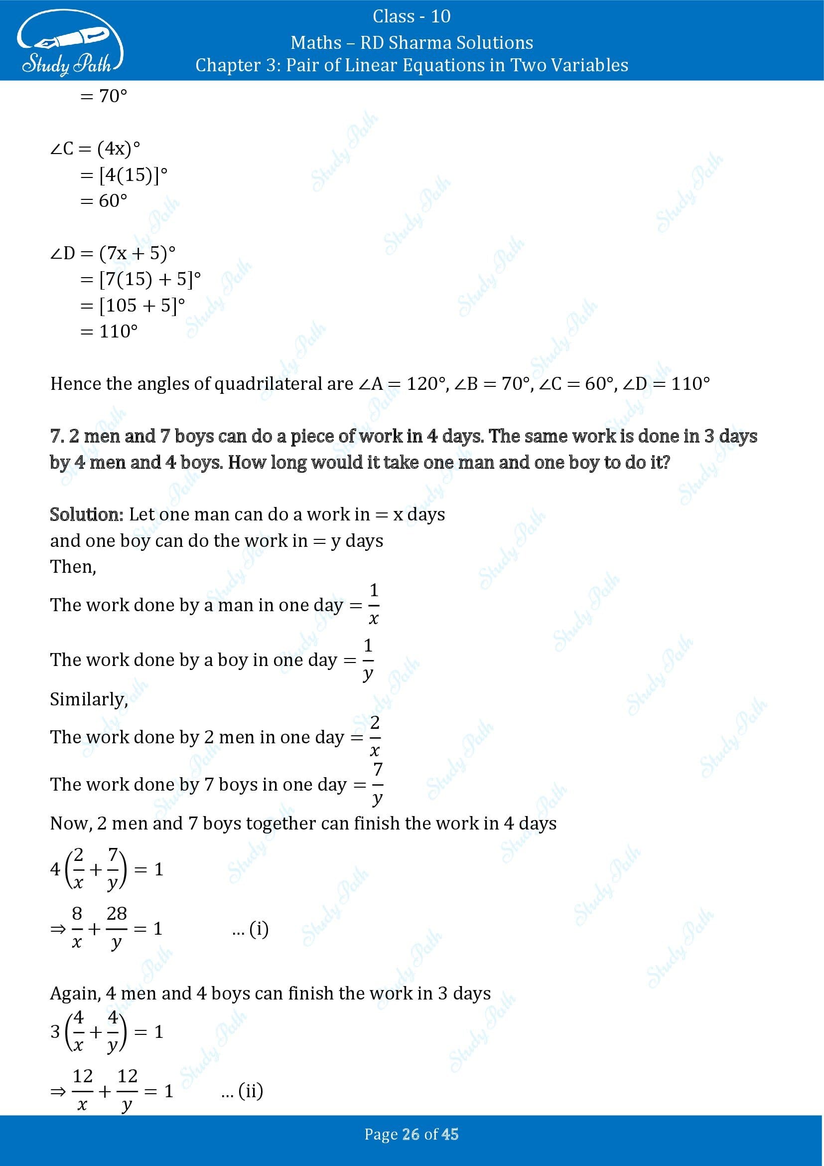 RD Sharma Solutions Class 10 Chapter 3 Pair of Linear Equations in Two Variables Exercise 3.11 00026