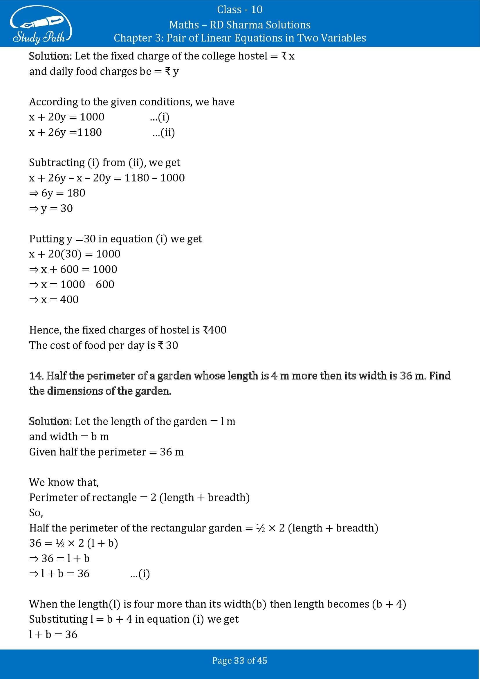RD Sharma Solutions Class 10 Chapter 3 Pair of Linear Equations in Two Variables Exercise 3.11 00033