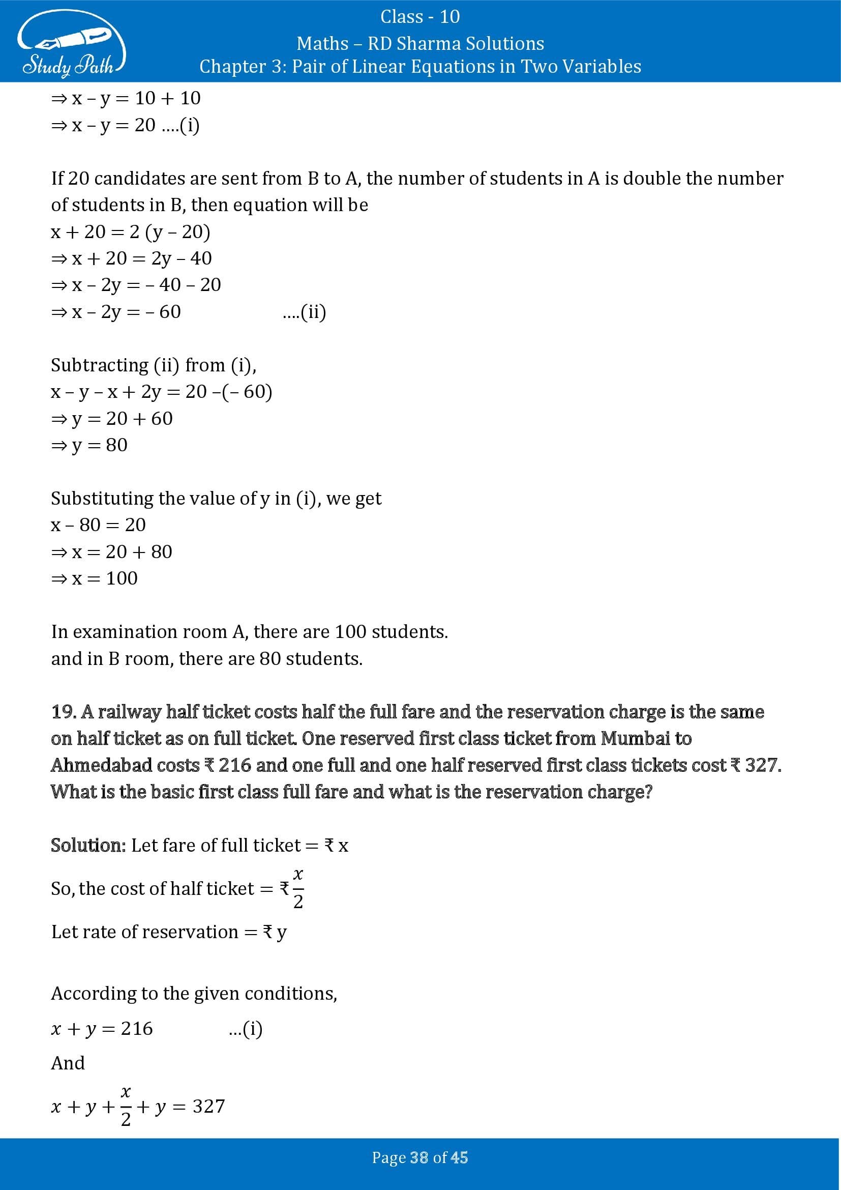 RD Sharma Solutions Class 10 Chapter 3 Pair of Linear Equations in Two Variables Exercise 3.11 00038