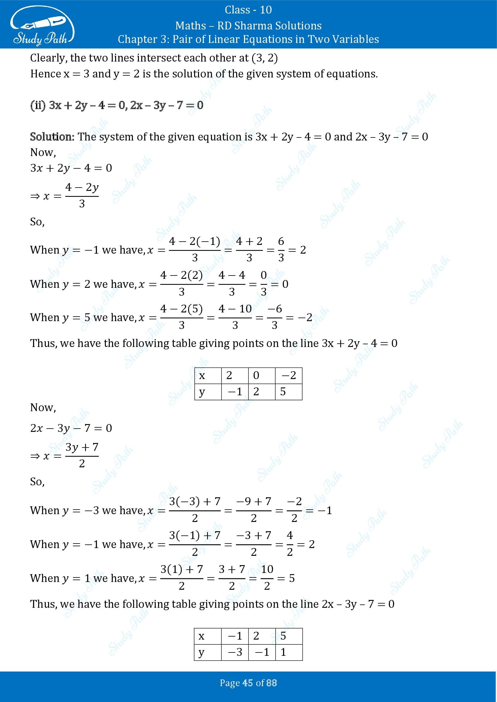 RD Sharma Solutions Class 10 Chapter 3 Pair of Linear Equations in Two Variables Exercise 3.2 00045