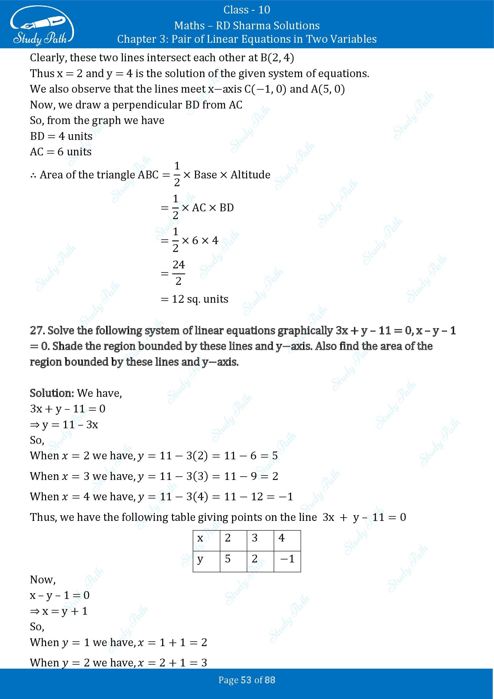 RD Sharma Solutions Class 10 Chapter 3 Pair of Linear Equations in Two Variables Exercise 3.2 00053