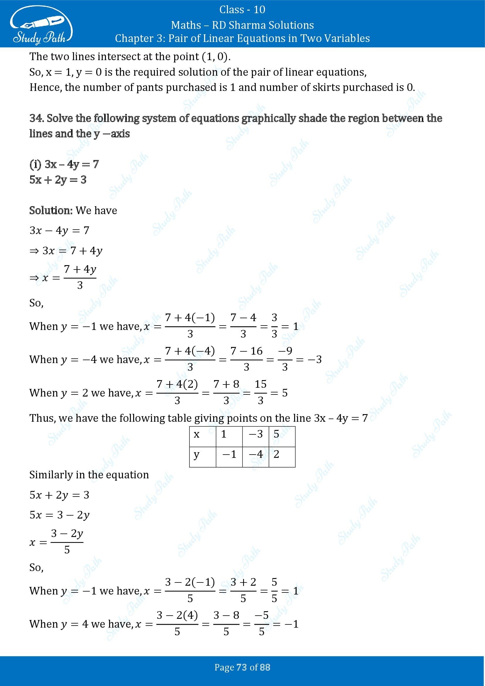 RD Sharma Solutions Class 10 Chapter 3 Pair of Linear Equations in Two Variables Exercise 3.2 00073