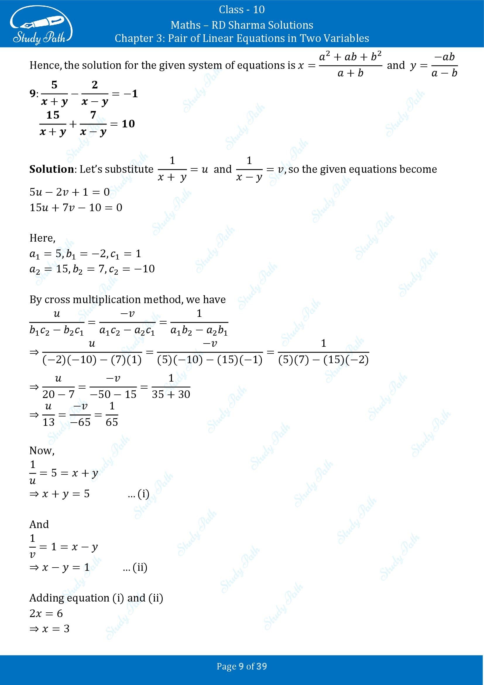 RD Sharma Solutions Class 10 Chapter 3 Pair of Linear Equations in Two Variables Exercise 3.4 00009