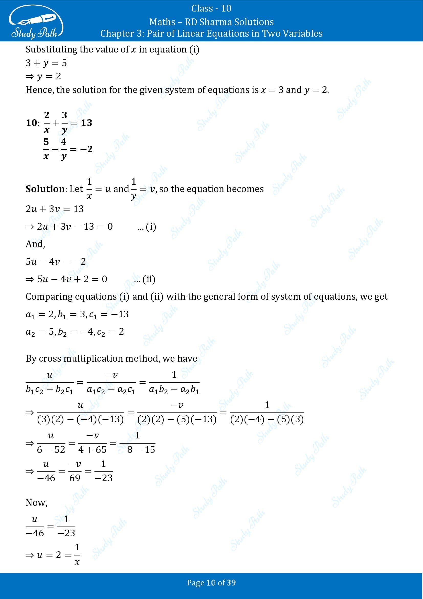 RD Sharma Solutions Class 10 Chapter 3 Pair of Linear Equations in Two Variables Exercise 3.4 00010
