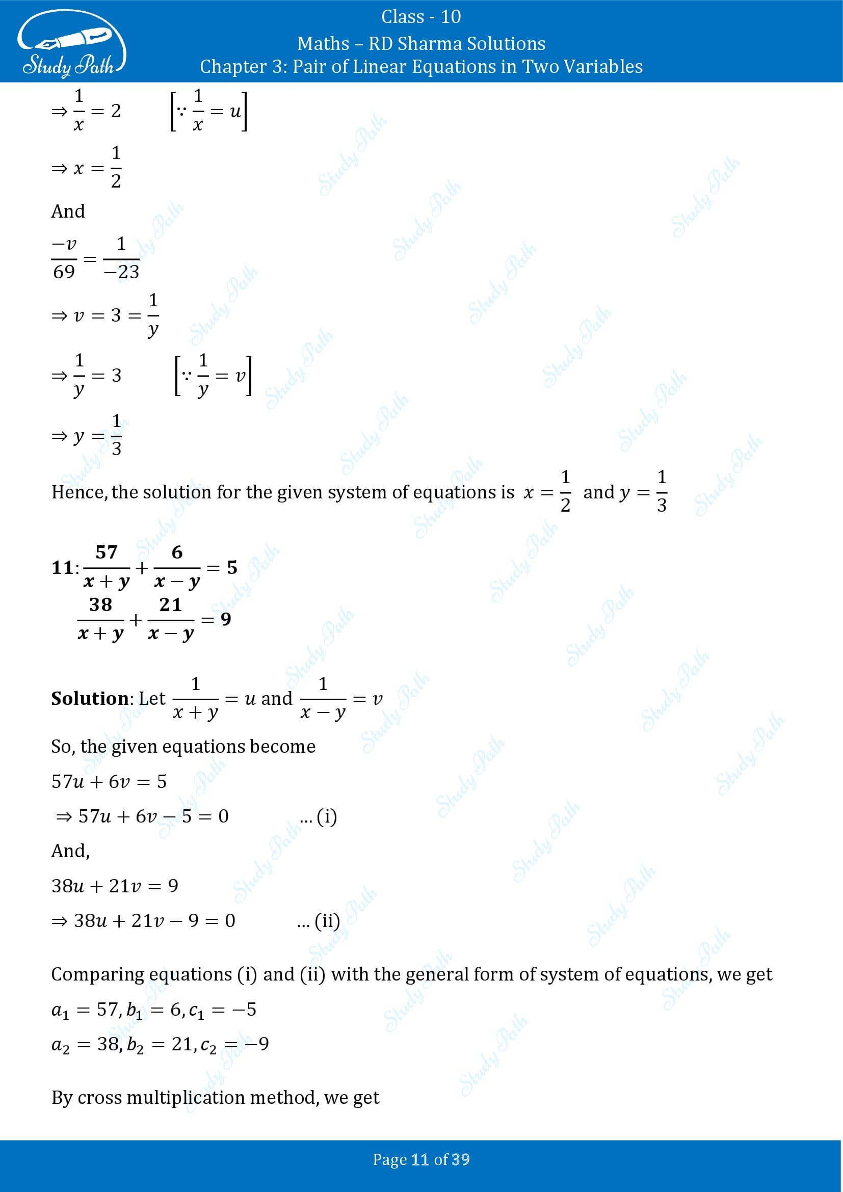 RD Sharma Solutions Class 10 Chapter 3 Pair of Linear Equations in Two Variables Exercise 3.4 00011