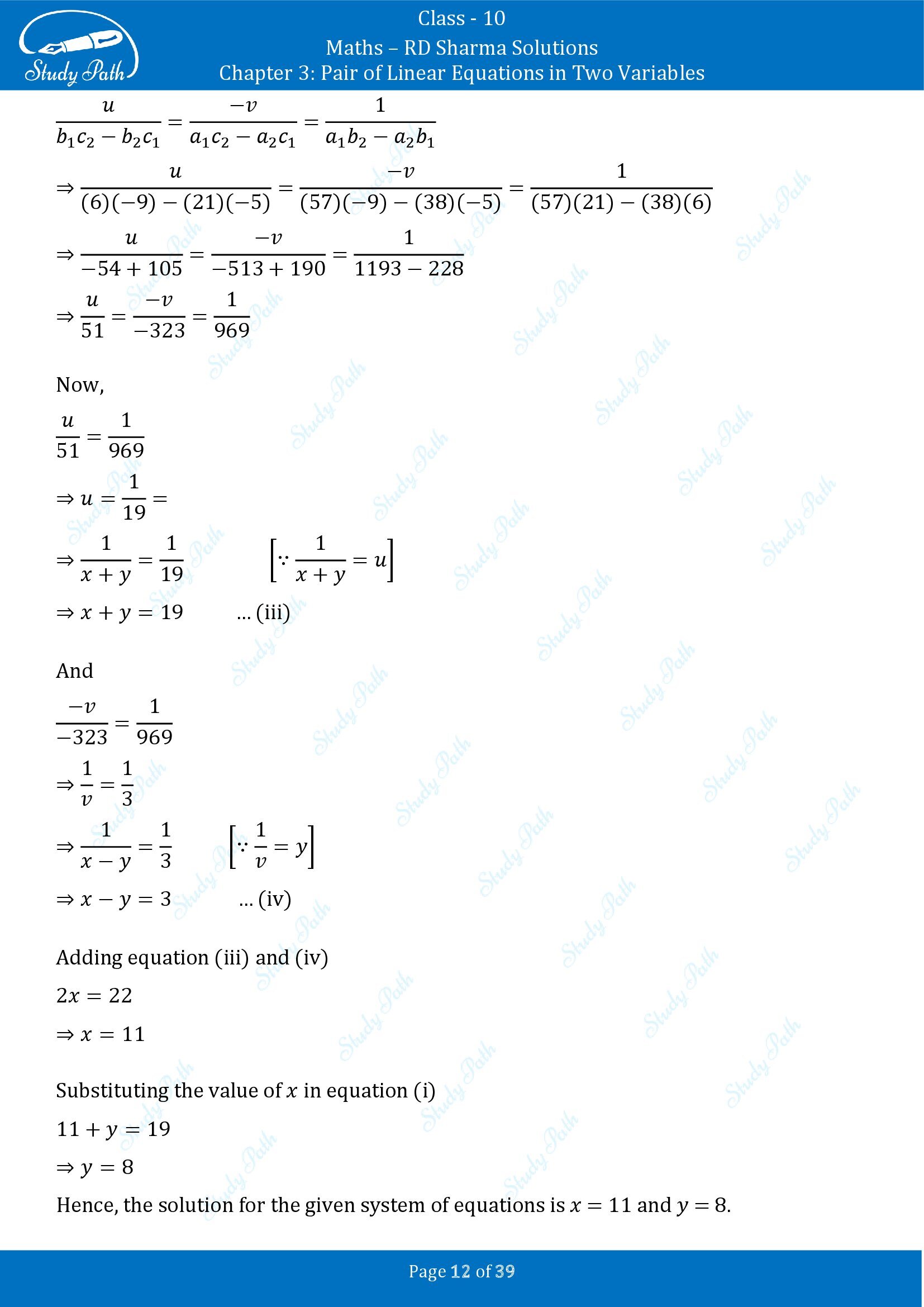 RD Sharma Solutions Class 10 Chapter 3 Pair of Linear Equations in Two Variables Exercise 3.4 00012