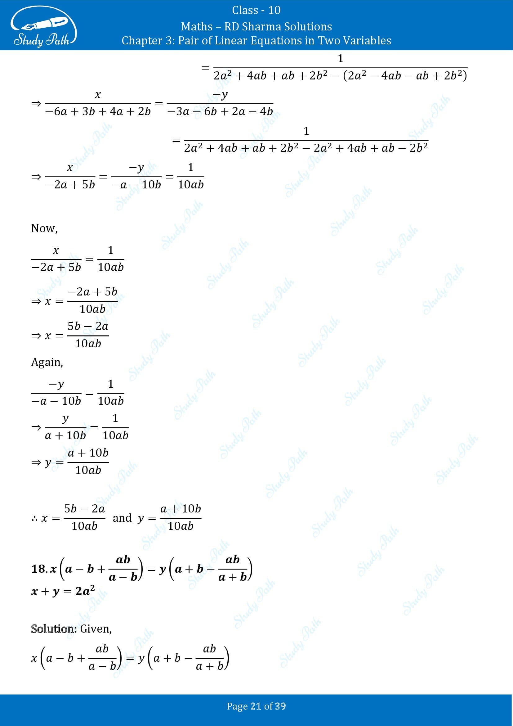 RD Sharma Solutions Class 10 Chapter 3 Pair of Linear Equations in Two Variables Exercise 3.4 00021