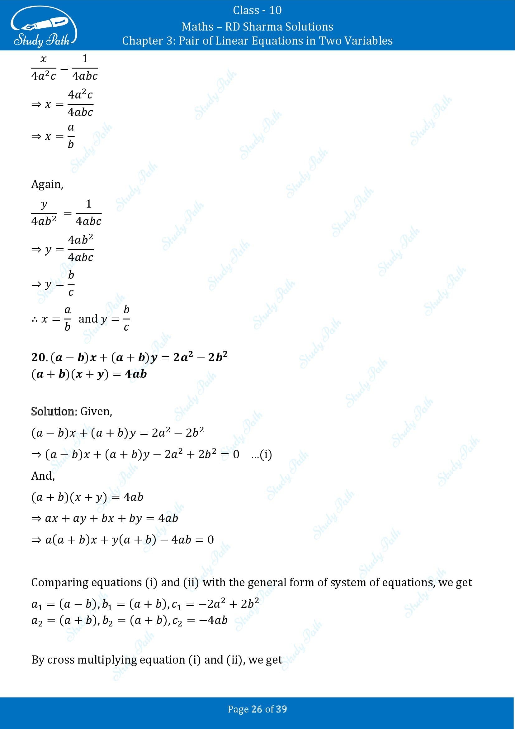 RD Sharma Solutions Class 10 Chapter 3 Pair of Linear Equations in Two Variables Exercise 3.4 00026