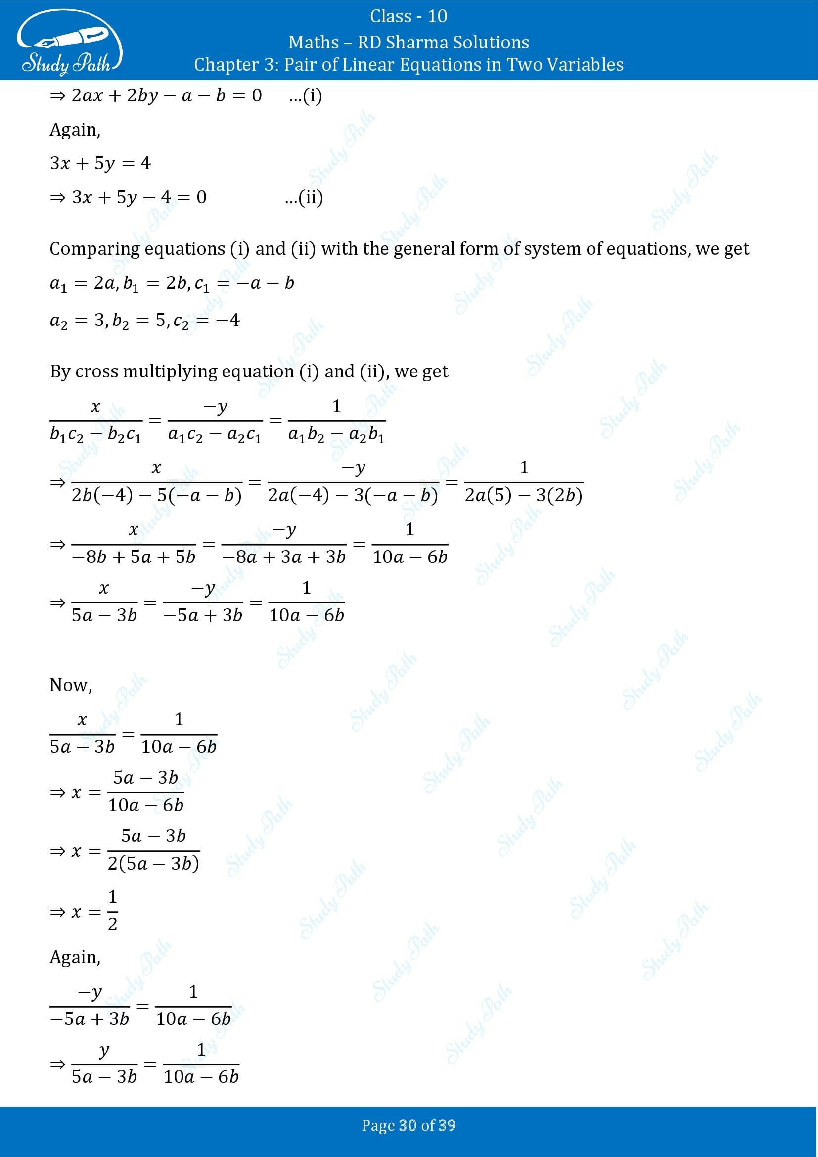 RD Sharma Solutions Class 10 Chapter 3 Pair of Linear Equations in Two Variables Exercise 3.4 00030