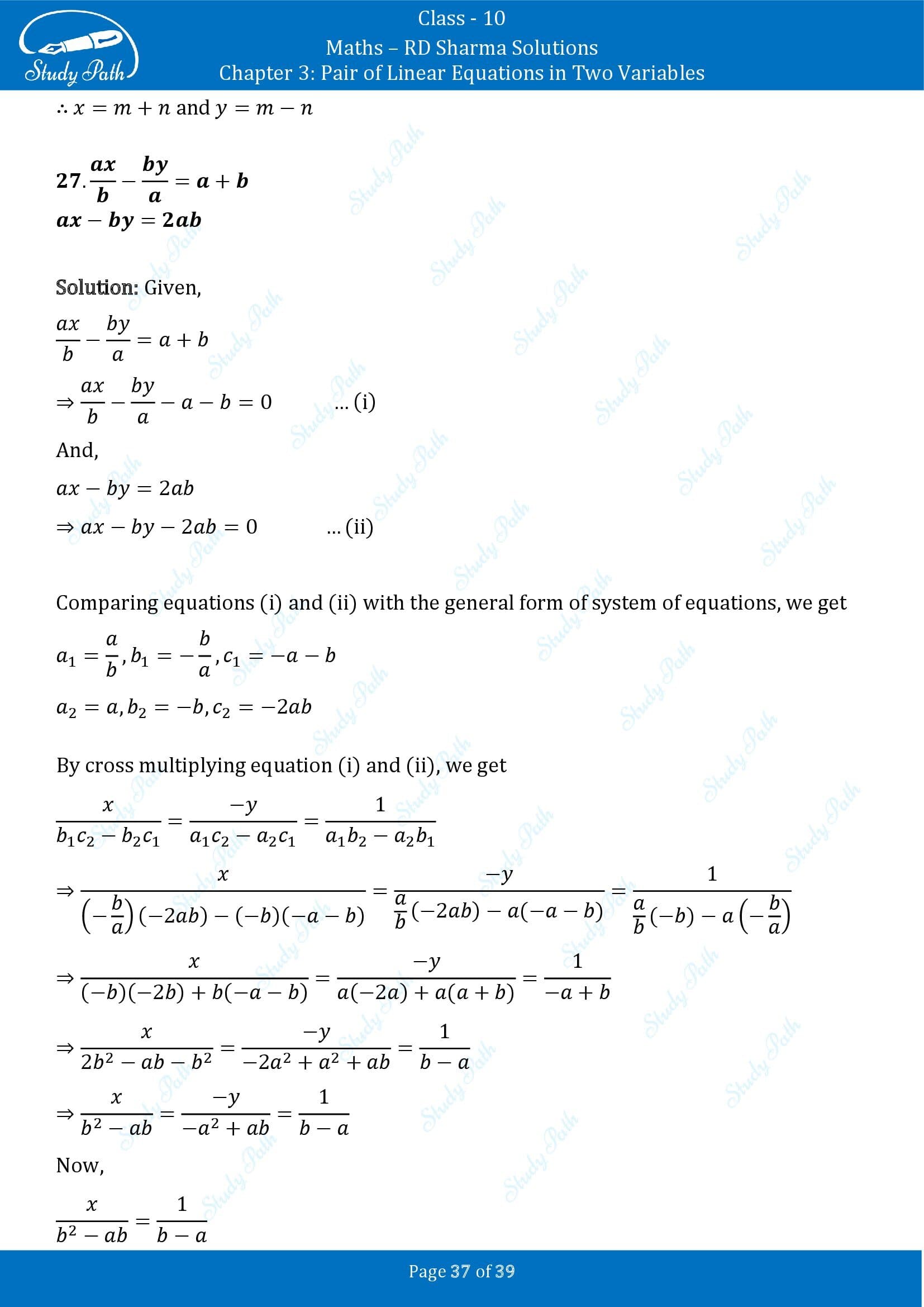 RD Sharma Solutions Class 10 Chapter 3 Pair of Linear Equations in Two Variables Exercise 3.4 00037